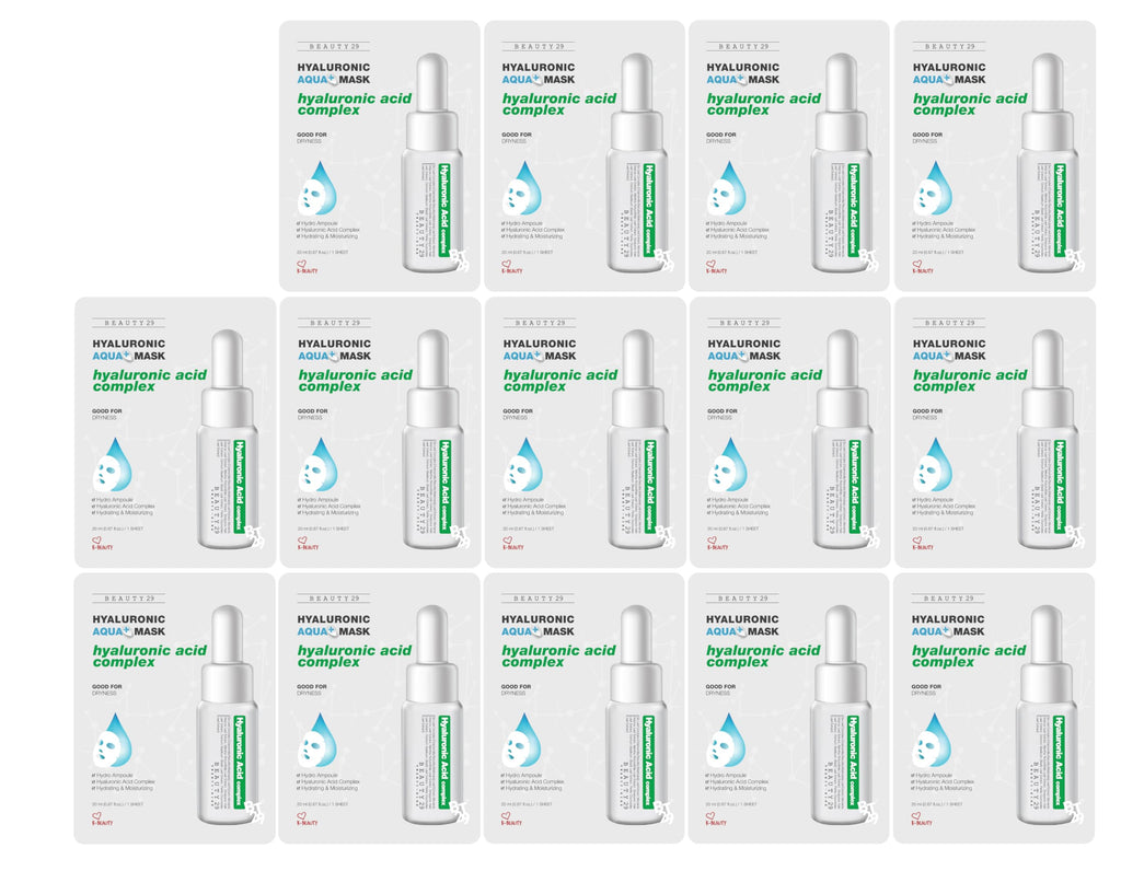 BEAUTY29 Hyaluronic Aqua Plus Essence Mask — 14-Sheet Full Face Hydration Set (2 Weeks)
