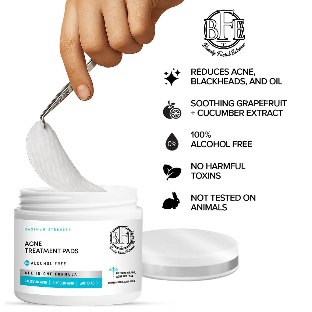 Beauty Facial Extreme Acne Treatment Pads – Clear Pimples, Oily Skin & Pores