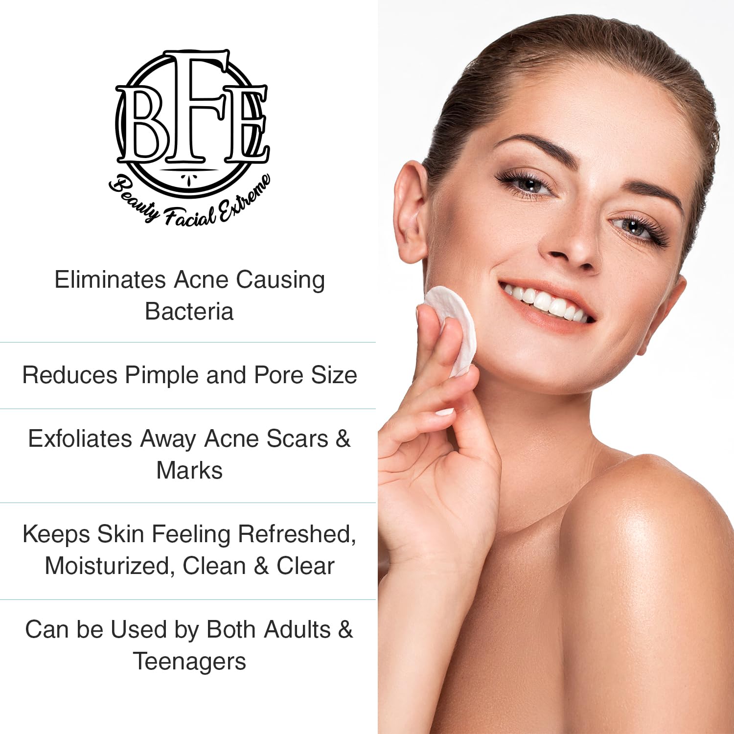 Beauty Facial Extreme Acne Treatment Pads – Clear Pimples, Oily Skin & Pores