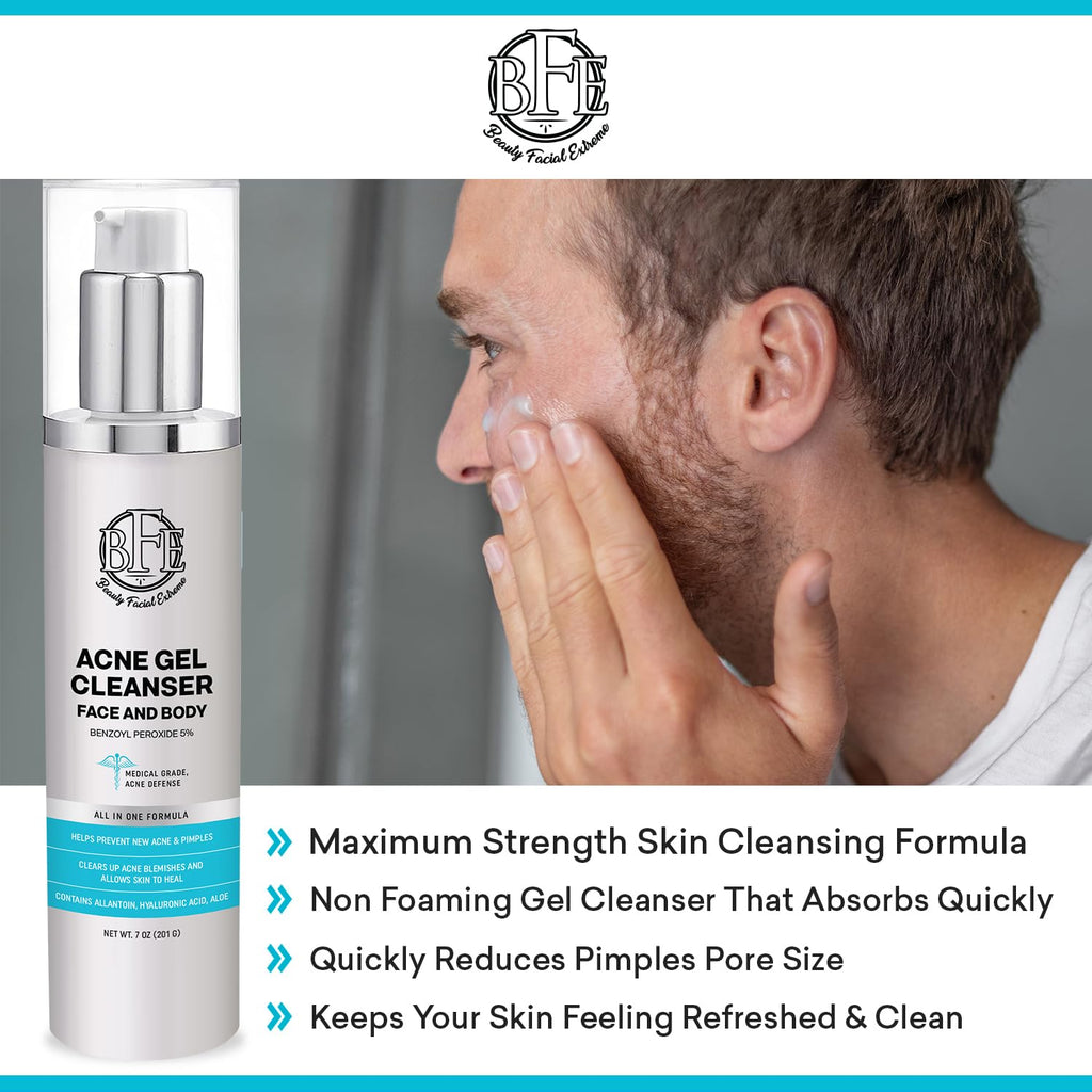 Beauty Facial Extreme Acne Wash 10% Benzoyl Peroxide – Clear Skin for Oily, Acne-Prone Skin