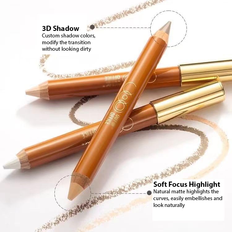 BeautyMall 1 PC Double Ends Contour Pencil Highlighter – Multi-Functional Contour & Highlight Duo (02#, 5g)