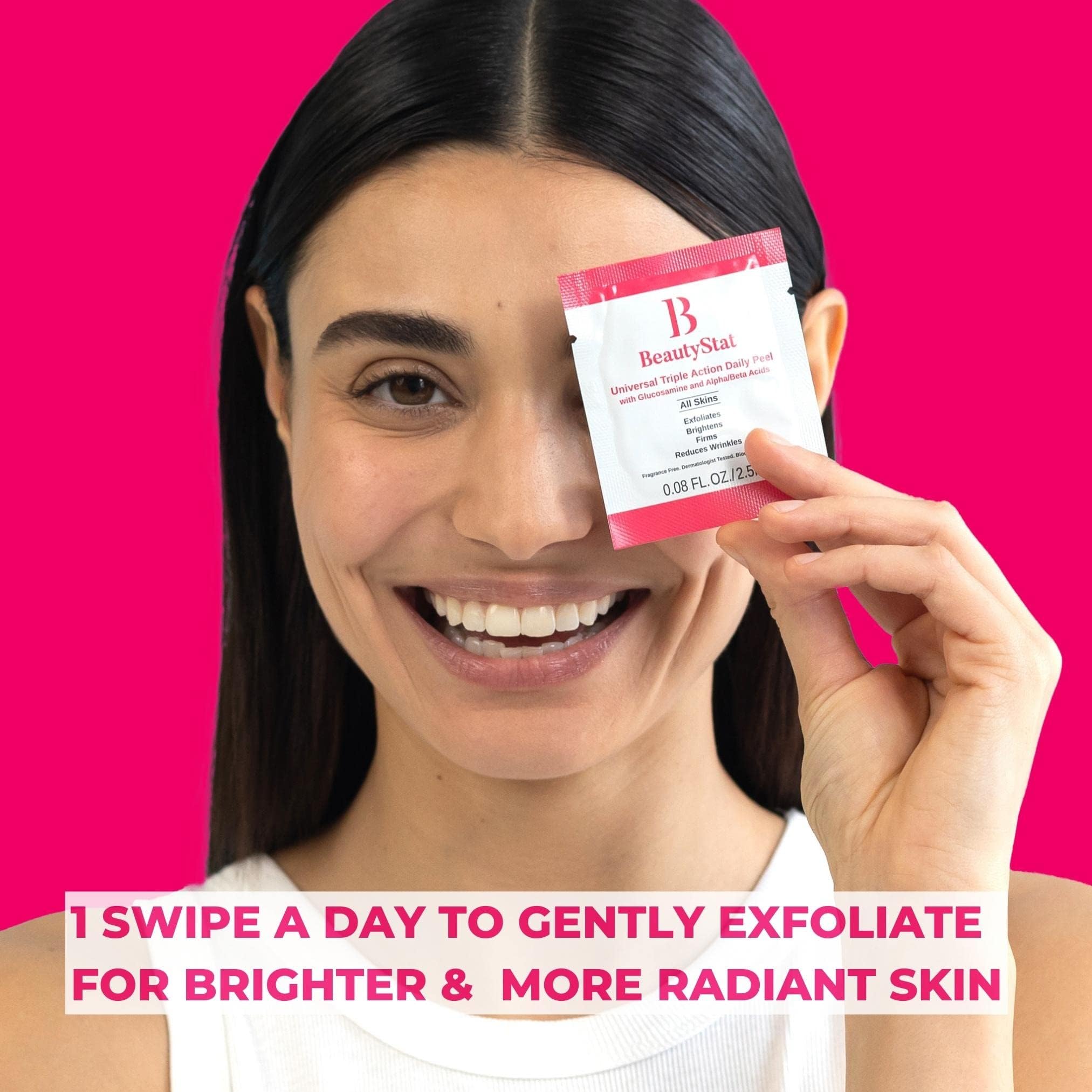 BeautyStat Brighten & Strengthen Travel Starter Kit | Universal C Skin Refiner, Probiotic Moisture Boost Cream & Microbiome Purifying Cleanser + 3 Peels