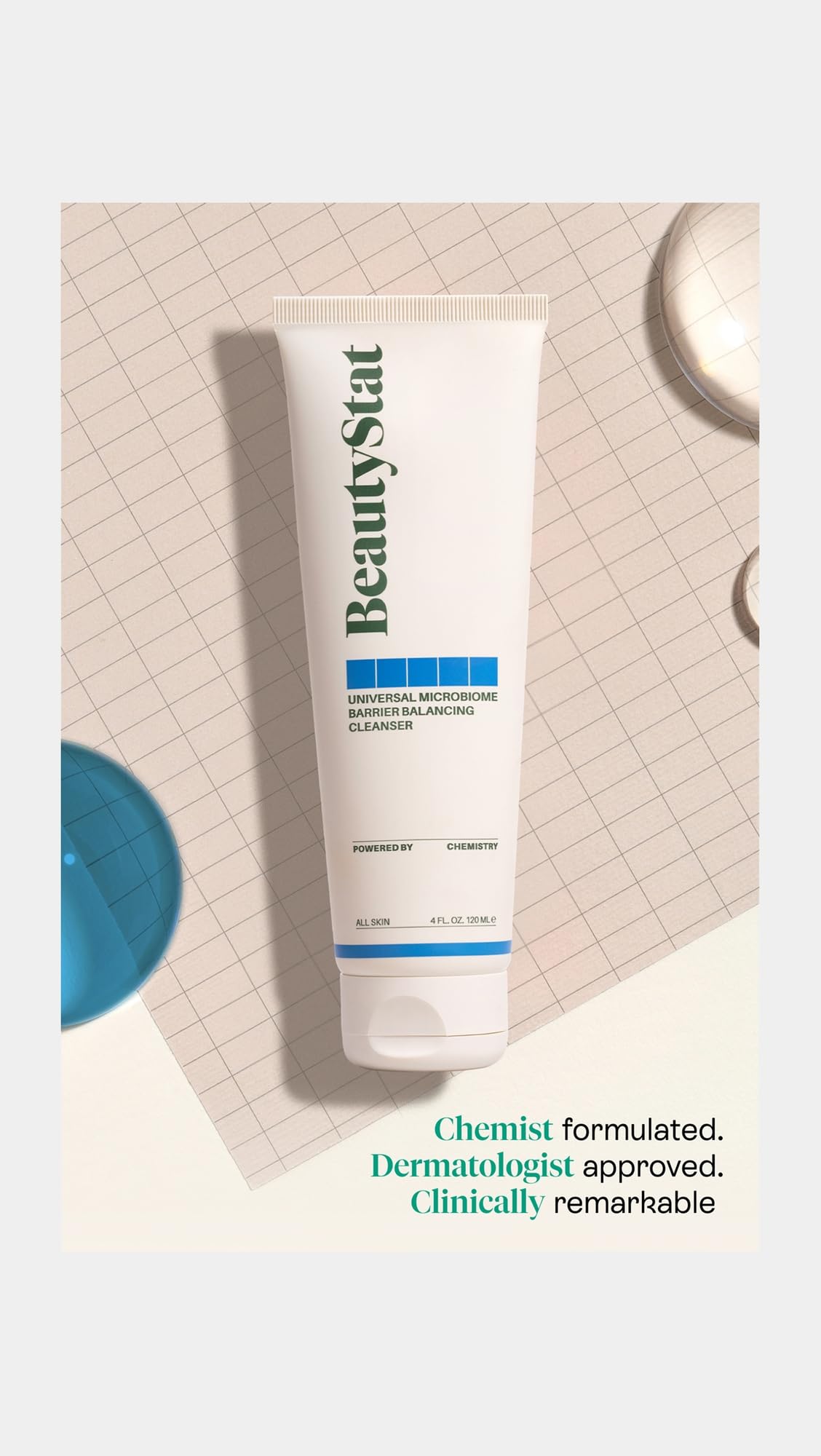 BeautyStat Universal Microbiome Barrier Repair Purifying Cleanser – Gentle Detoxifying Cleanser with MicroSilverBG (4oz/120ml)