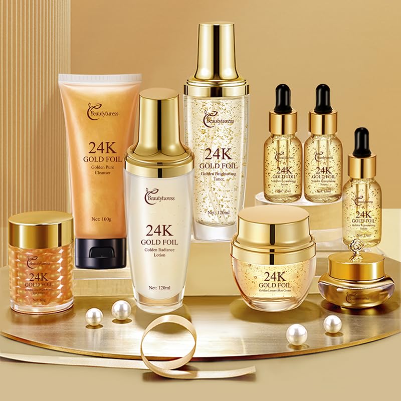 BEAUTYTURESS 9-Piece Skincare Set for Women – Hypoallergenic & Hydrating with Collagen & Hyaluronic Acid