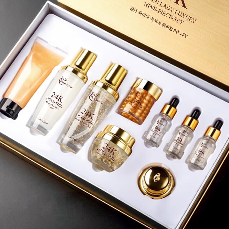 BEAUTYTURESS 9-Piece Skincare Set for Women – Hypoallergenic & Hydrating with Collagen & Hyaluronic Acid