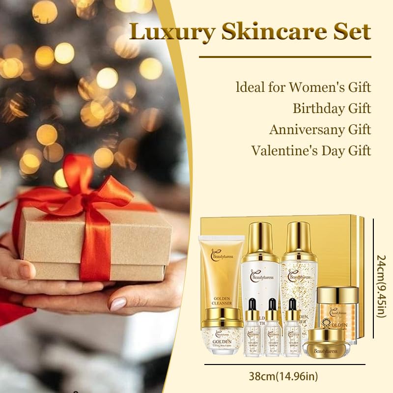 BEAUTYTURESS 9-Piece Skincare Set for Women – Hypoallergenic & Hydrating with Collagen & Hyaluronic Acid