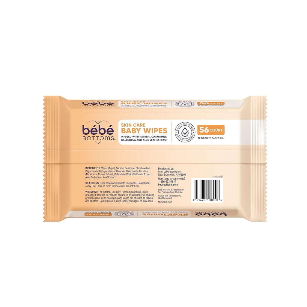 BEBE BOTTOMS Hypoallergenic Facial Cloths & Baby Wipes – Fragrance-Free, Paraben-Free, Sensitive-Skin Safe – 224 Count