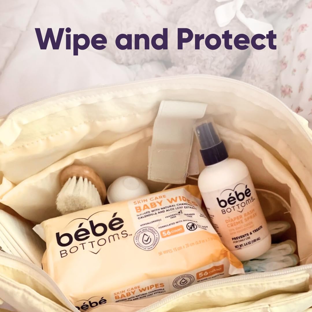 BEBE BOTTOMS Hypoallergenic Facial Cloths & Baby Wipes – Fragrance-Free, Paraben-Free, Sensitive-Skin Safe – 224 Count