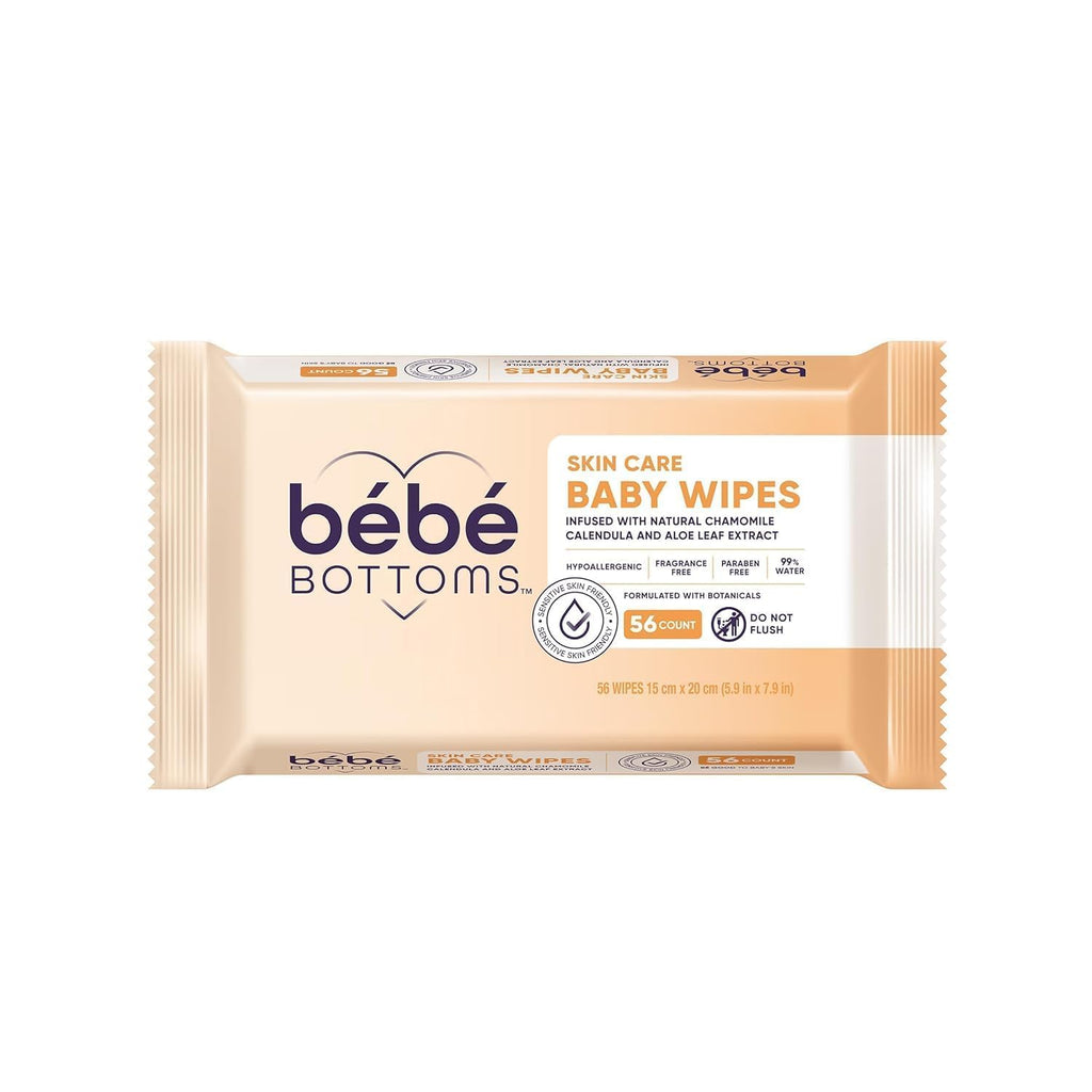 BEBE BOTTOMS Hypoallergenic Facial Cloths & Baby Wipes – Fragrance-Free, Paraben-Free, Sensitive-Skin Safe – 224 Count
