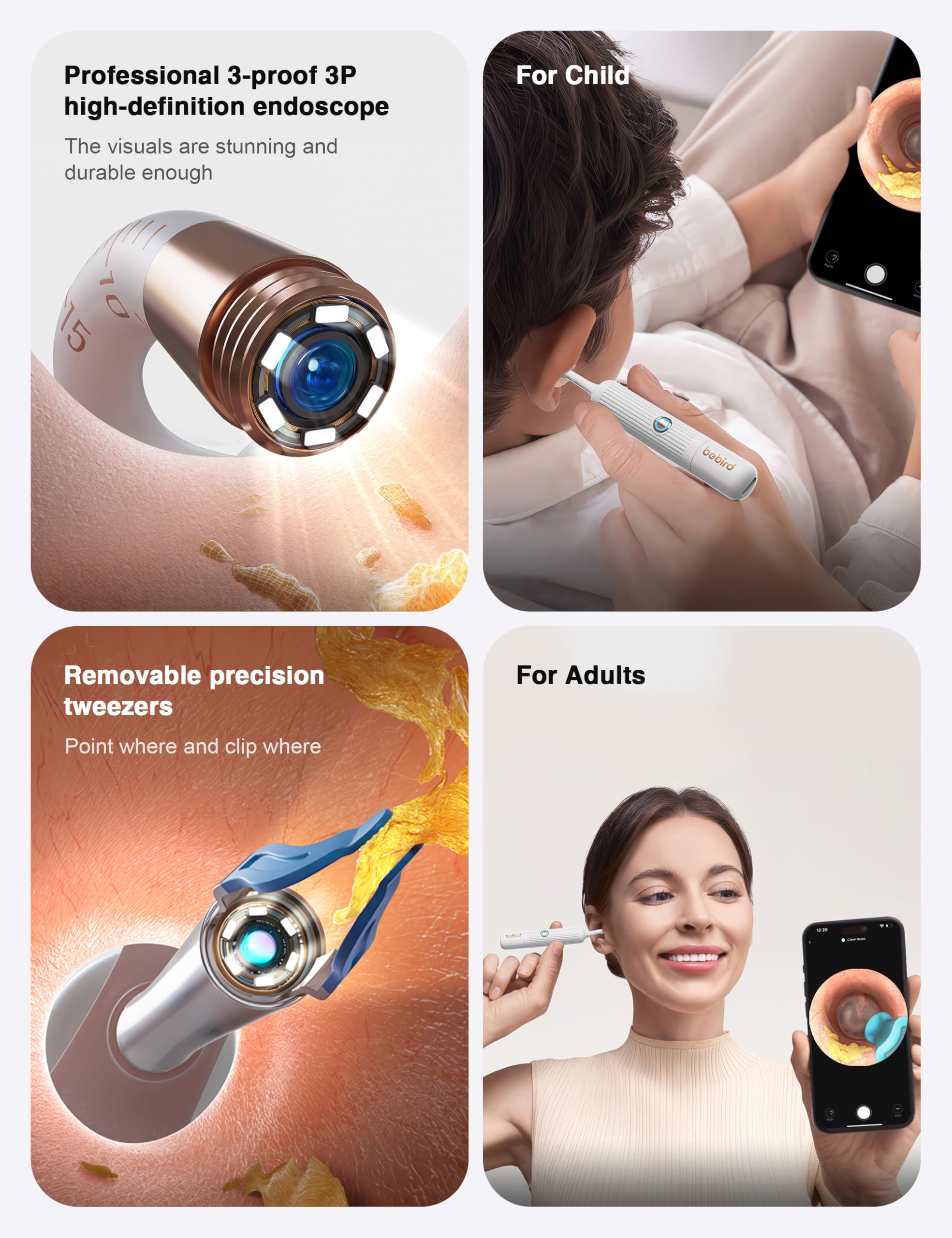 BEBIRD Earsight Plus Ear Wax Removal Tool Camera – 1080P WiFi Visual Otoscope