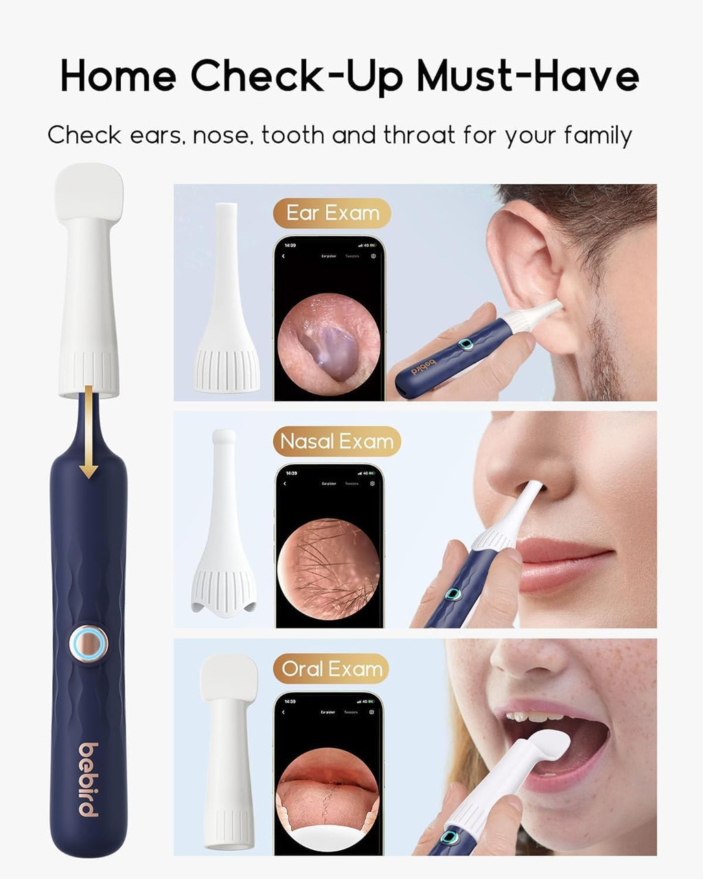 BEBIRD Earsight Plus D39R Ear Camera & Wax Remover | Family Ear Cleaning Kit (FSA/HSA Eligible)