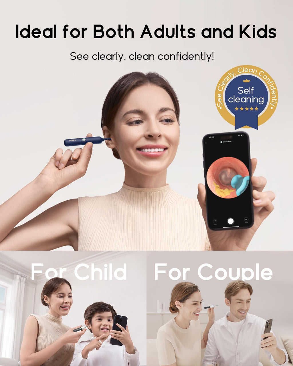 BEBIRD Earsight Plus R37R Ear Cleaning Camera | Wireless Otoscope, 4 Tips, Soft Silicone Tip, 3P Waterproof HD — FSA/HSA Eligible