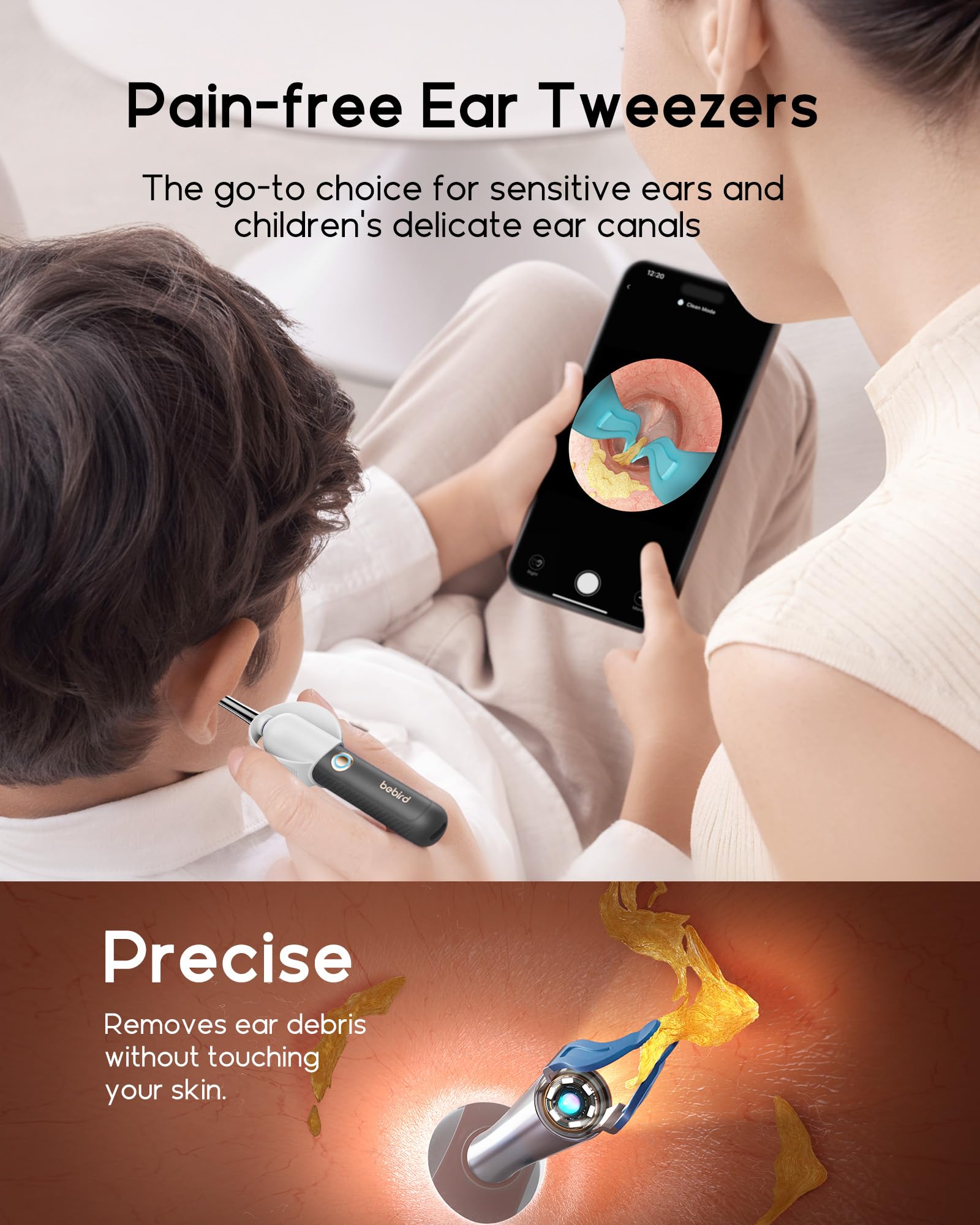 BEBIRD Earsight Plus R37R Ear Cleaning Camera | Wireless Otoscope, 4 Tips, Soft Silicone Tip, 3P Waterproof HD — FSA/HSA Eligible