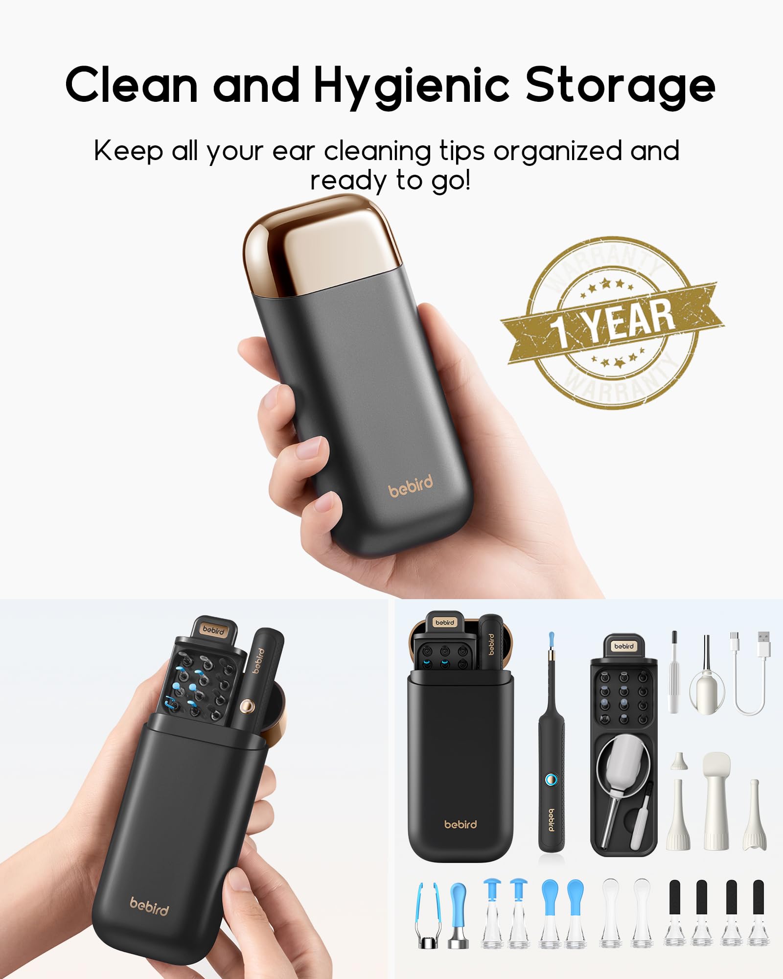 BEBIRD Earsight Plus R37R Ear Cleaning Camera | Wireless Otoscope, 4 Tips, Soft Silicone Tip, 3P Waterproof HD — FSA/HSA Eligible