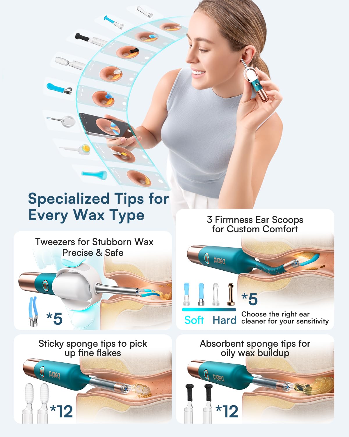 BEBIRD Earsight Ultra Ear Wax Removal Kit with 2K HD Camera | 90-Min Battery, Visual Ear Cleaner