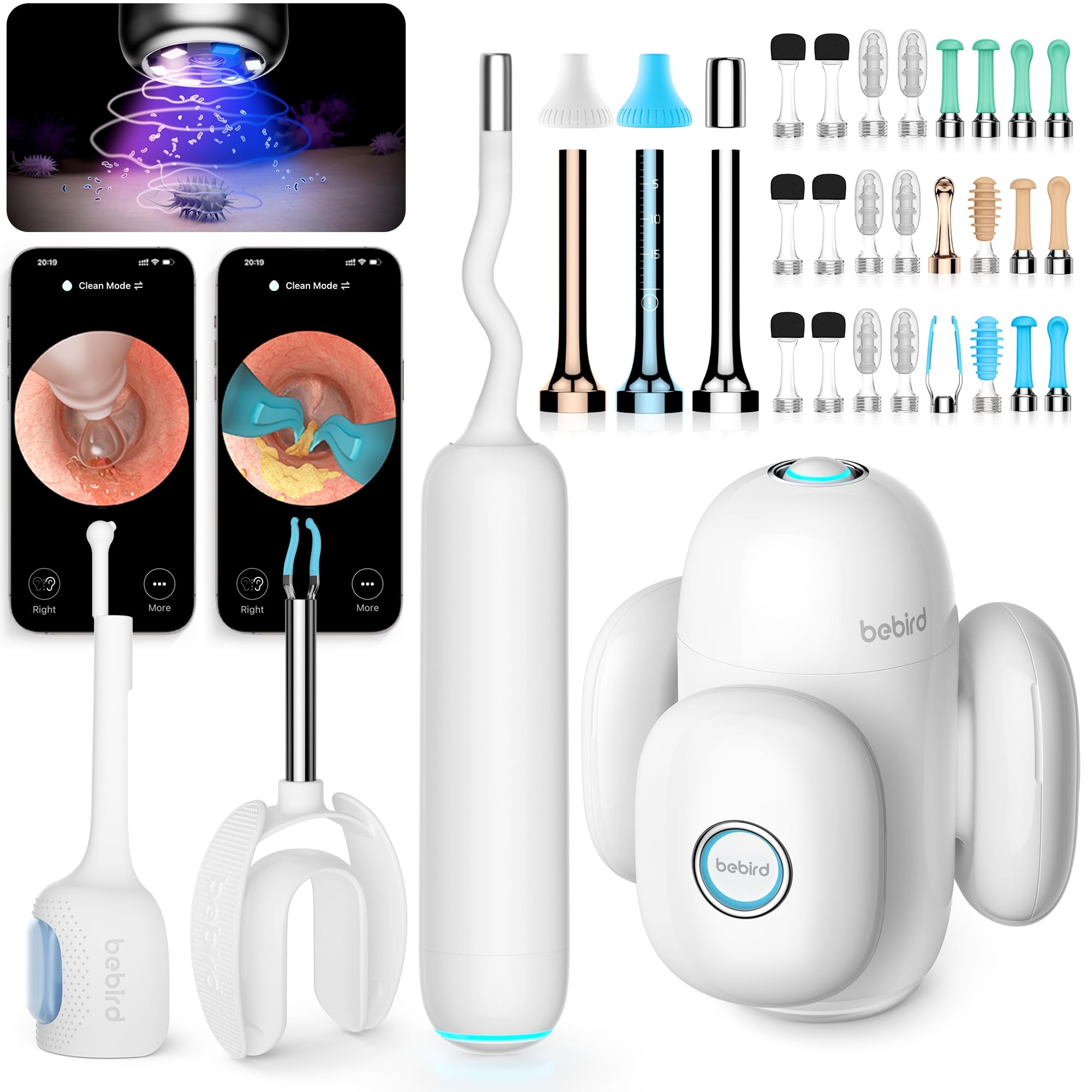 BEBIRD Home 30S Ear Care System – Flexible Scope, UVC Light & Visual Ear-Drops Kit