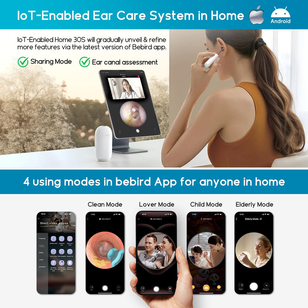 BEBIRD Home 30S Ear Care System – Flexible Scope, UVC Light & Visual Ear-Drops Kit