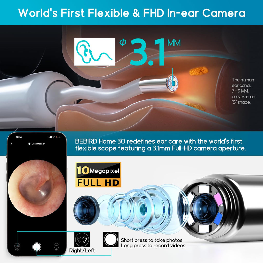 BEBIRD Home 30S Ear Care System – Flexible Scope, UVC Light & Visual Ear-Drops Kit