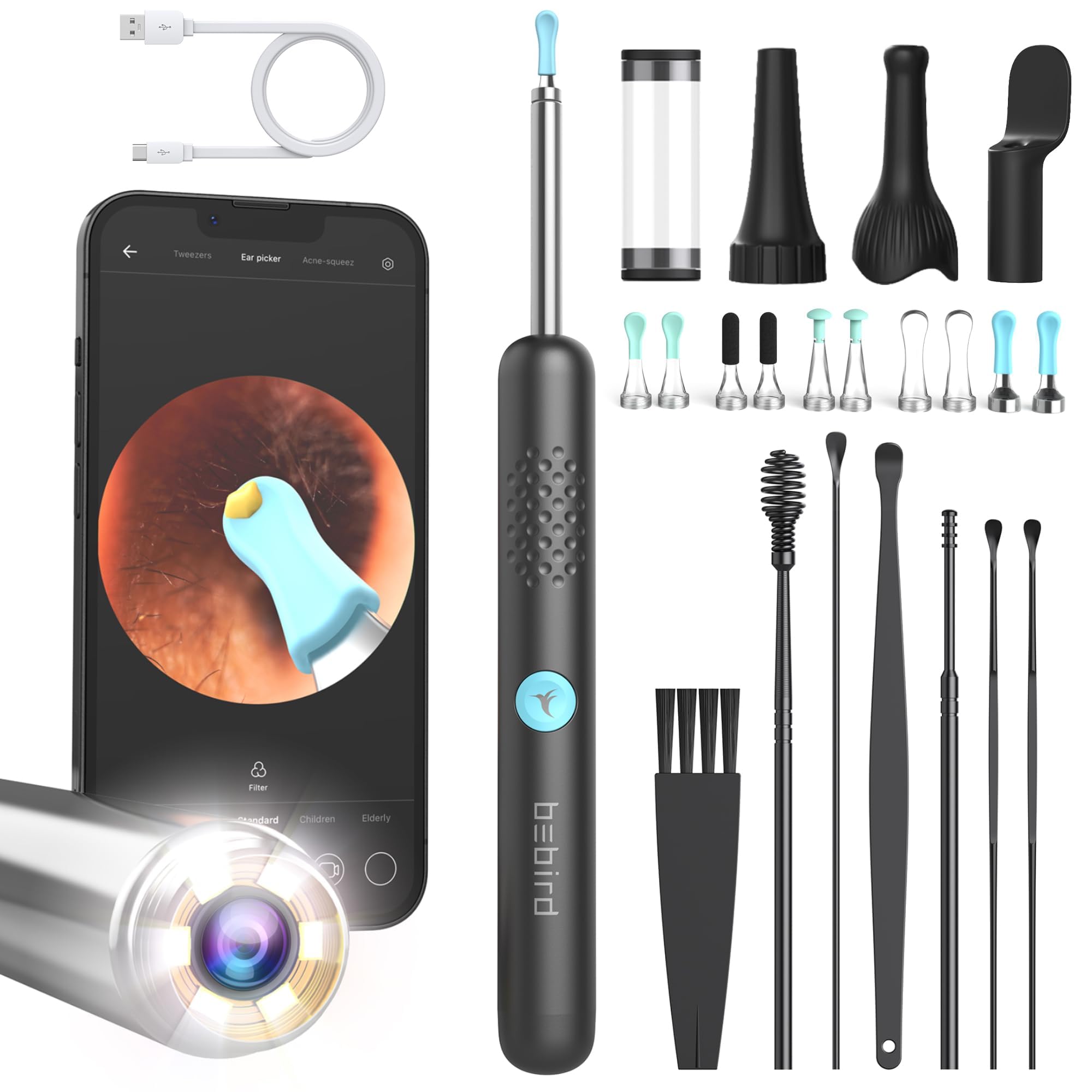 BEBIRD R1 Ear Wax Removal Tool with 1080P Camera & 6 LEDs