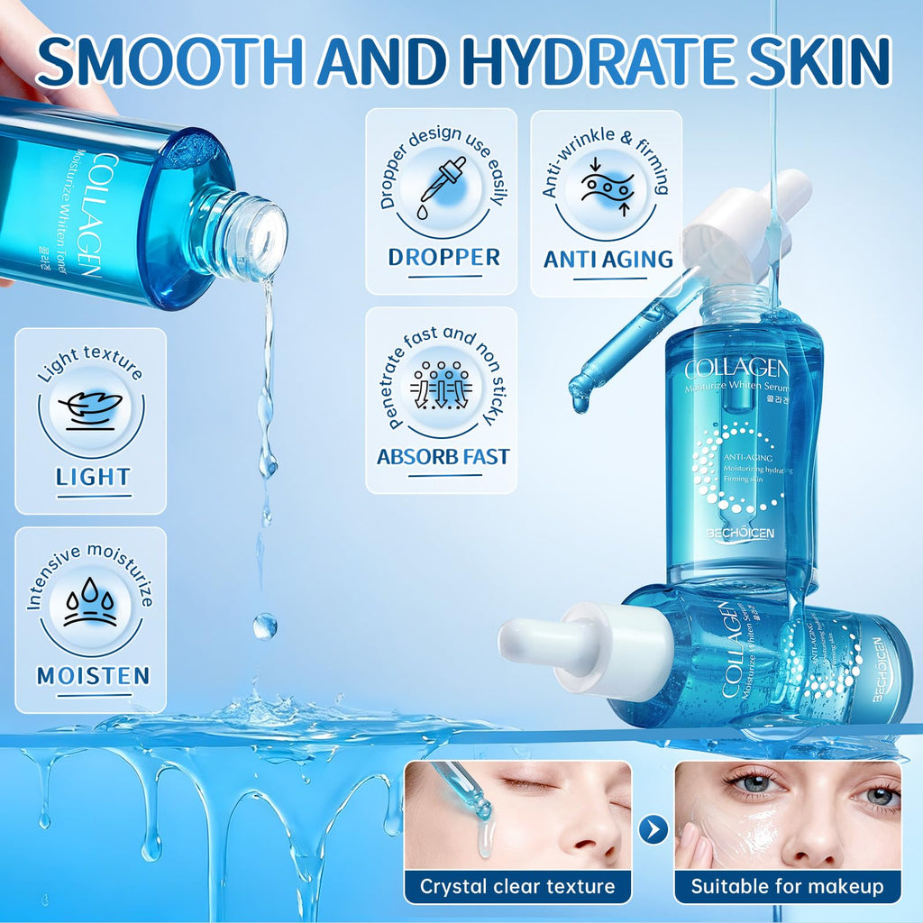 BECHOICEN Collagen Skincare Set – 7-Piece Hydrating Face Care Kit