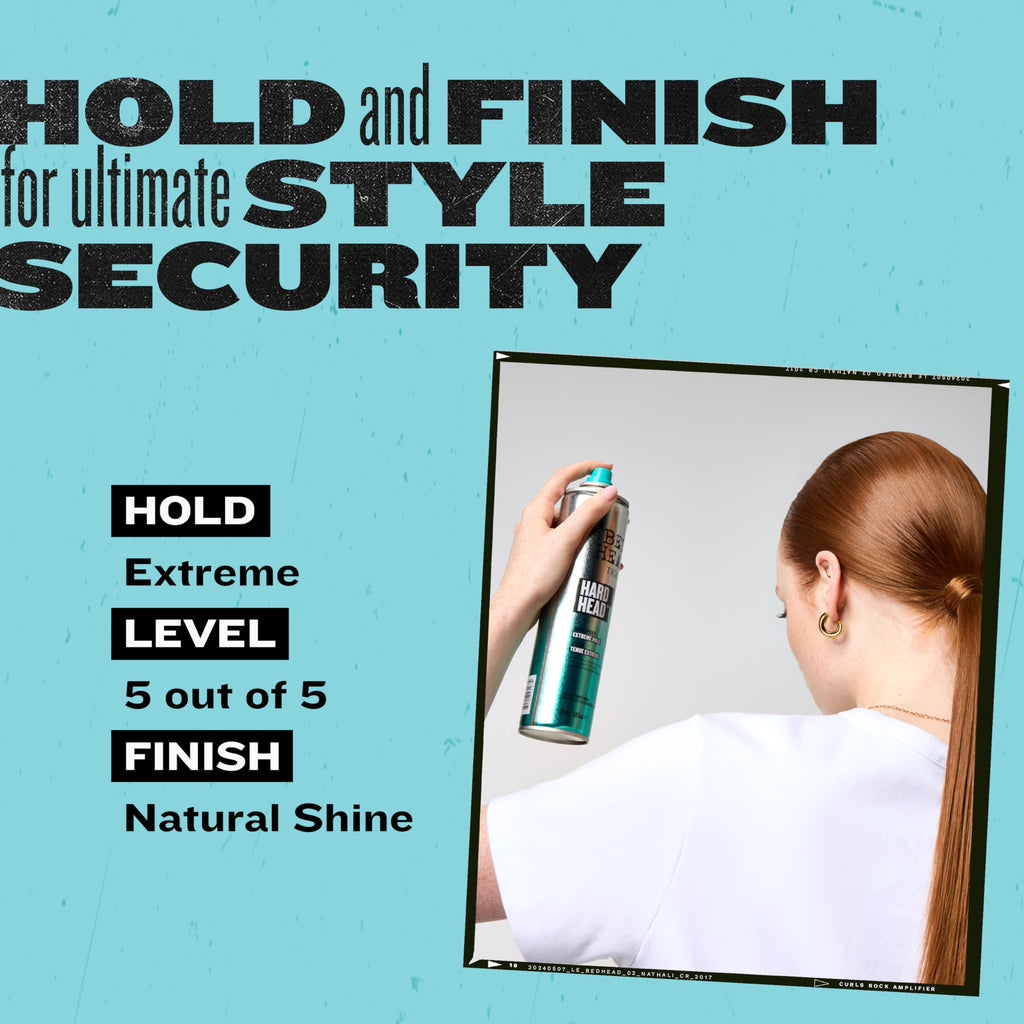 Bed Head Hard Head Hairspray by TIGI – Extra Strong Hold, Natural Shine, 11.7 oz (2 Pack)
