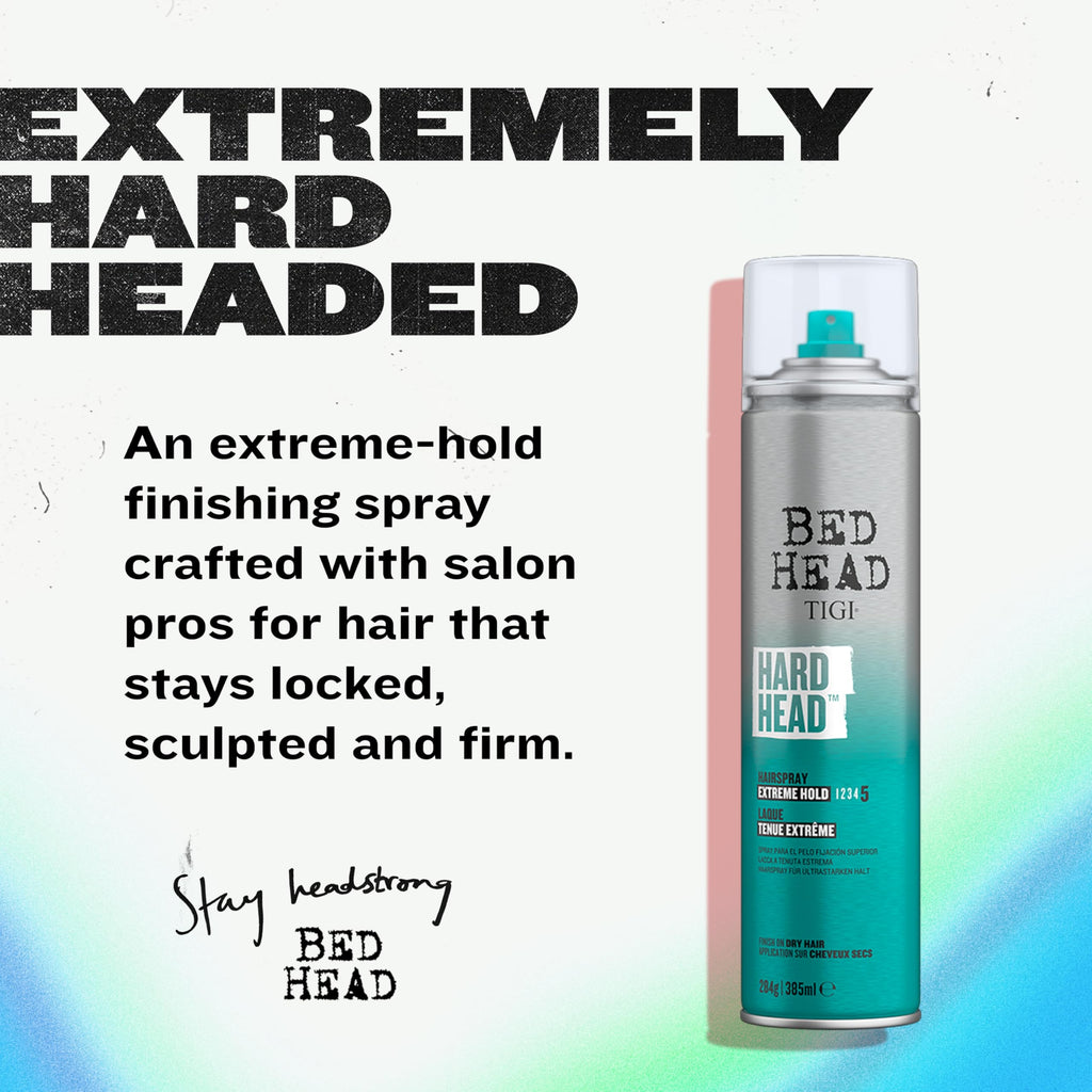 Bed Head Hard Head Hairspray by TIGI – Extra Strong Hold, Natural Shine, 11.7 oz (2 Pack)