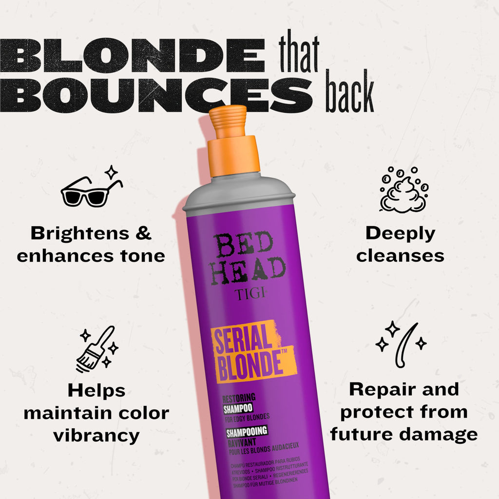 Bed Head Serial Blonde Shampoo – Color-Enhancing Blonde Care (Twin Pack, 13.53 oz)
