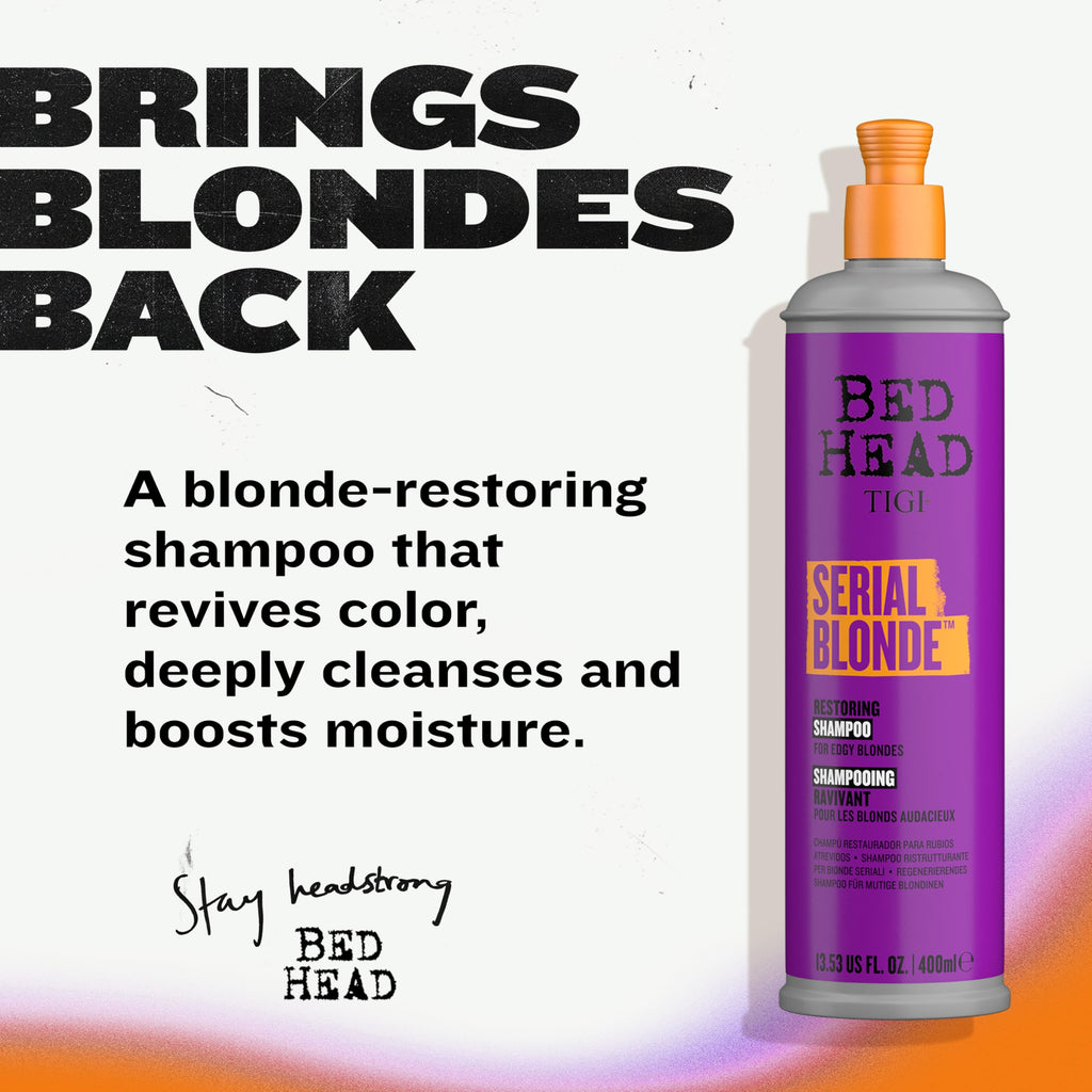 Bed Head Serial Blonde Shampoo – Color-Enhancing Blonde Care (Twin Pack, 13.53 oz)