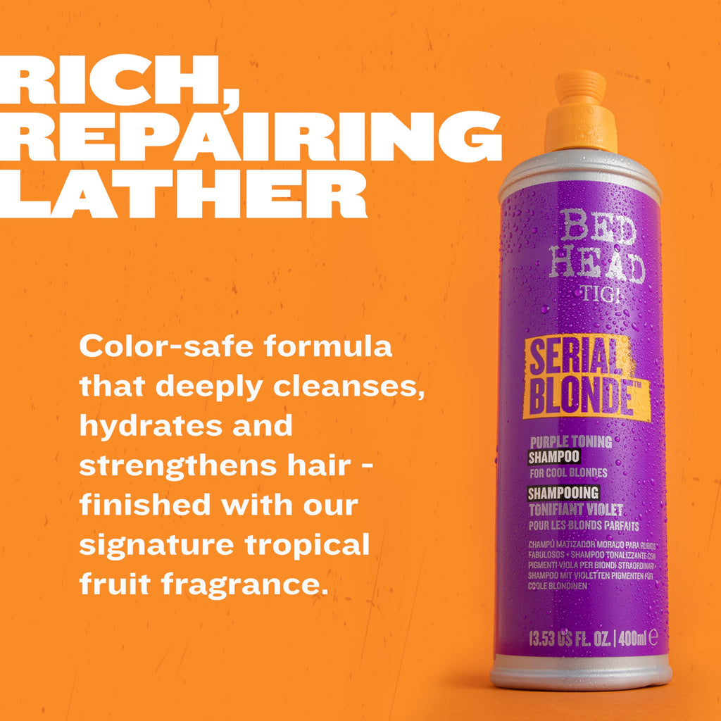Bed Head Serial Blonde Shampoo – Color-Enhancing Blonde Care (Twin Pack, 13.53 oz)