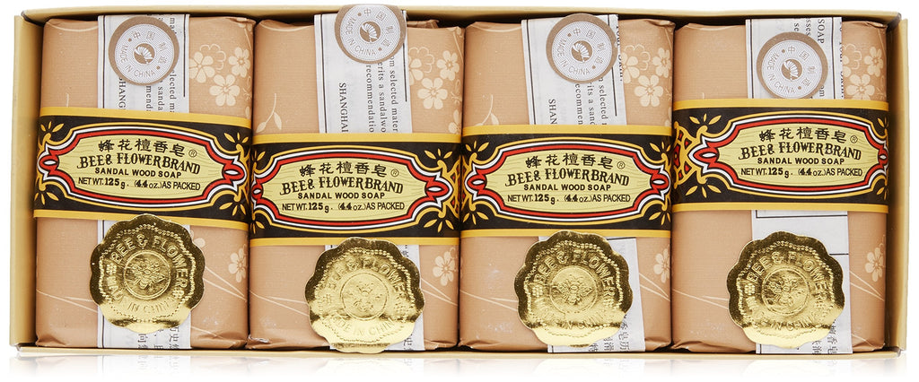 Bee & Flower Sandalwood Soap, Pack of 4 – 4.4 oz each | No Artificial Fragrances