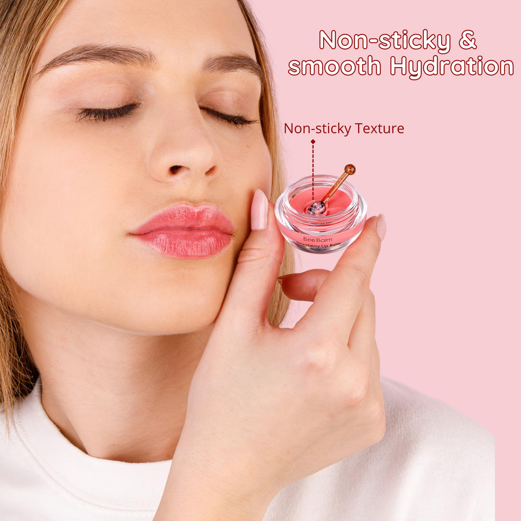 Bee Balm Original Lip Balm – Strawberry Hydrating Balm in Honey Pot (Pack of 2)