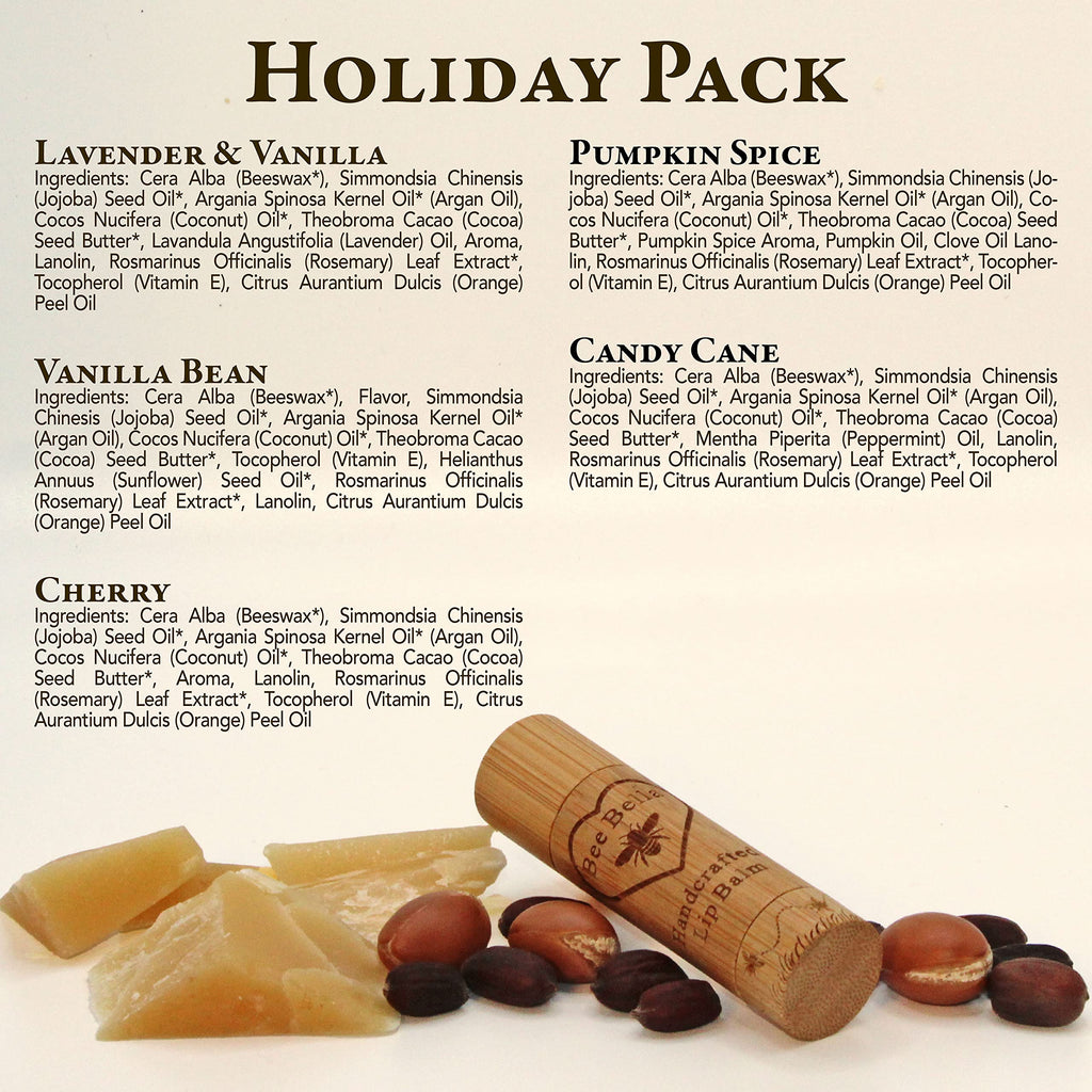 Bee Bella Lip Balm Holiday Gift Box – 5 Flavor Set