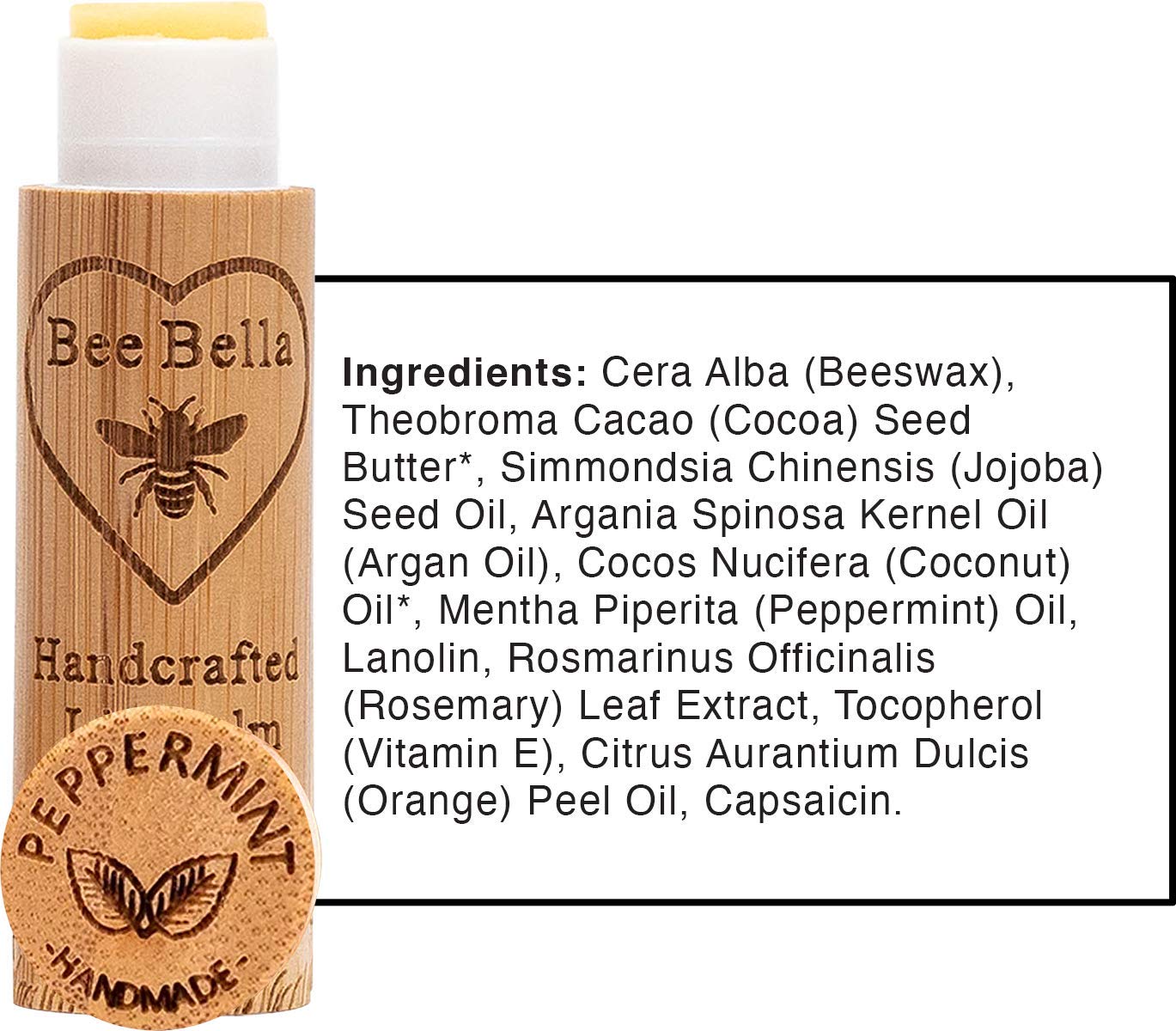 Bee Bella Lip Balm Peppermint 3-Pack | Natural Hydration, Handmade in USA