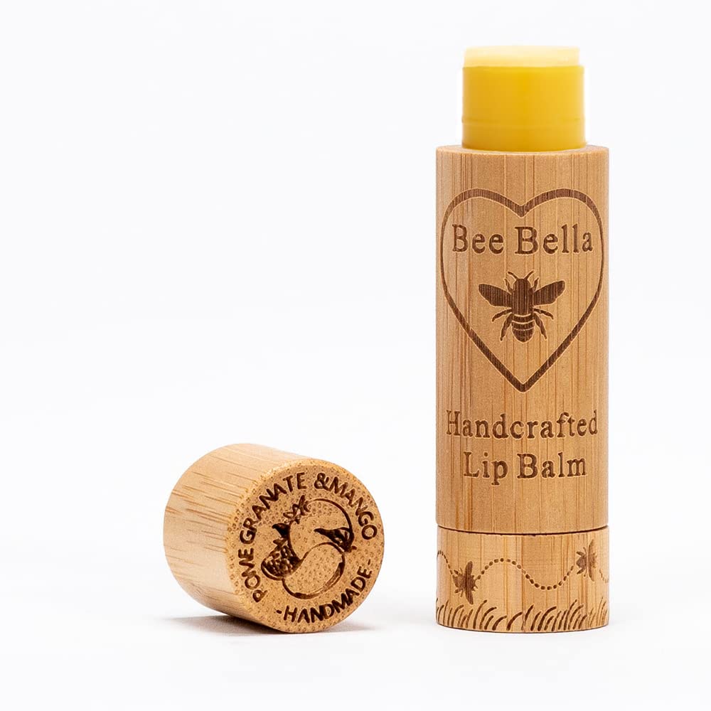 Bee Bella Lip Balm Pomegranate Mango (3 Pack) – 100% Natural Beeswax + Vitamin E | Handmade in USA