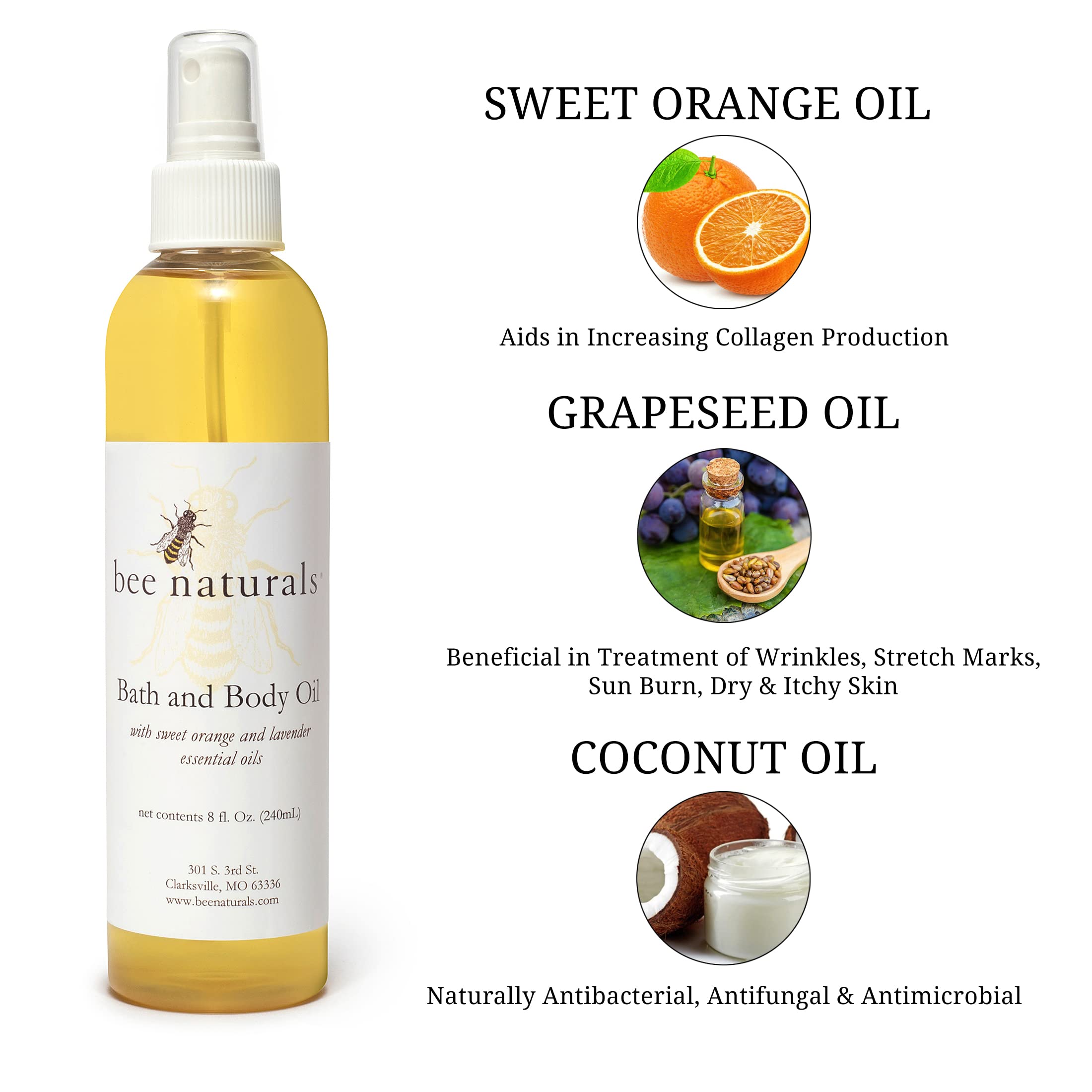 Bee Naturals Bath & Body Oil – 8 oz | Luxurious Skin Moisturizer