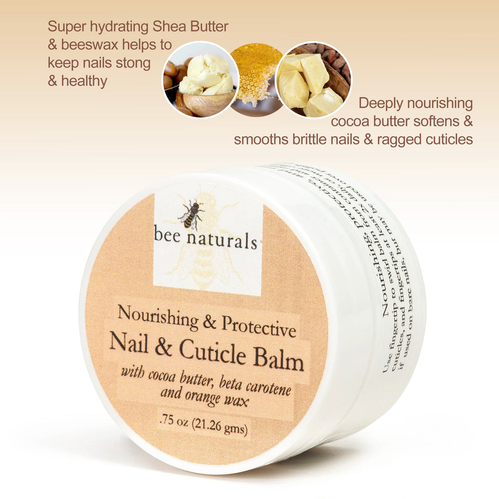 Bee Naturals Nail & Cuticle Balm – Cocoa Butter & Beta Carotene for Strong, Smooth Nails | Cruelty-Free