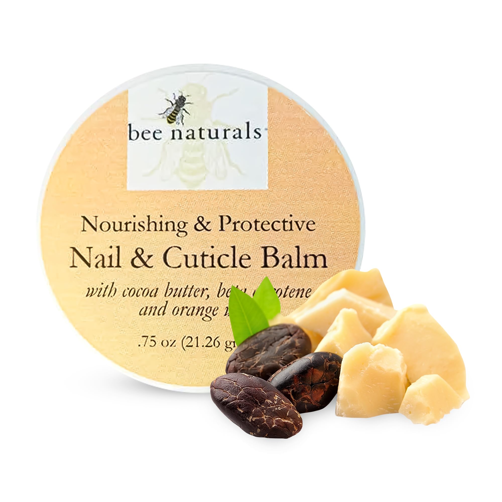 Bee Naturals Nail & Cuticle Balm – Cocoa Butter & Beta Carotene for Strong, Smooth Nails | Cruelty-Free