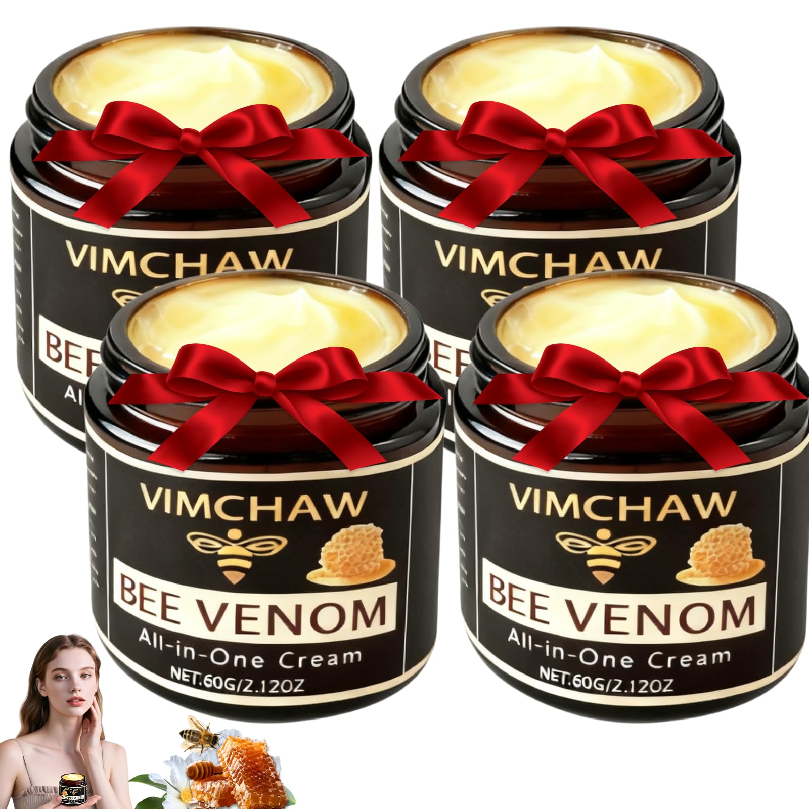 Bee Venom Skin Revitalizing Cream – Advanced Firming & Smoothing (Face & Body), 60g 4-Pack