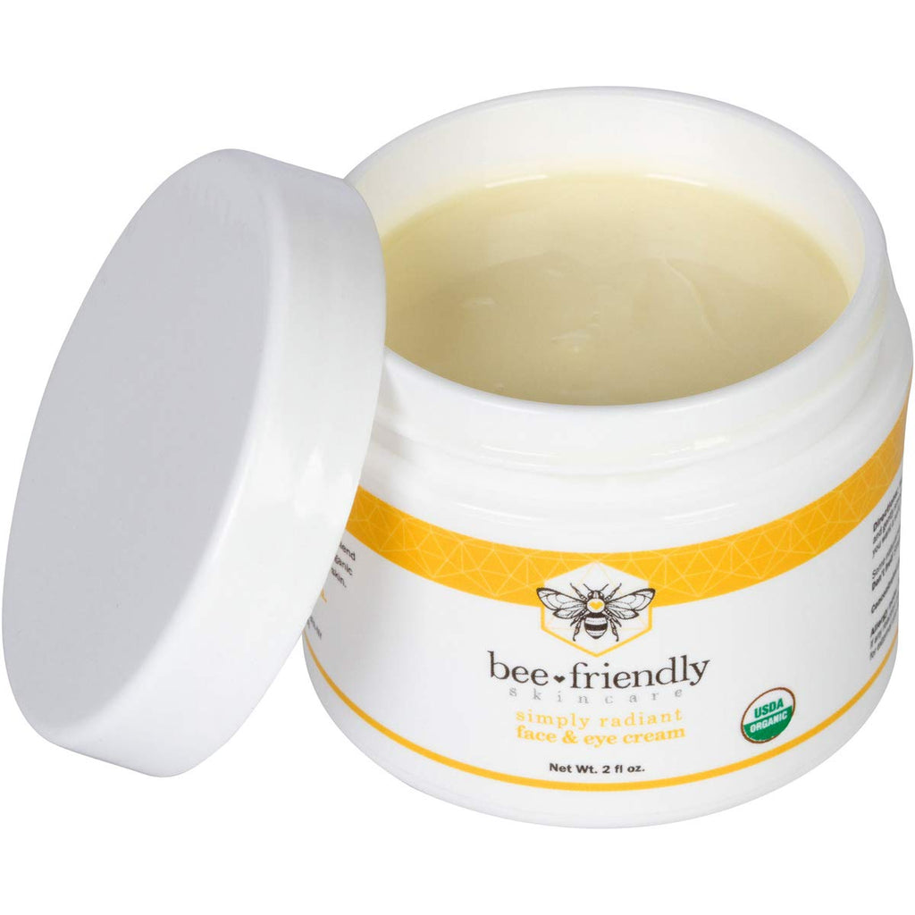 BeeFriendly Organic Face & Eye Cream — USDA Certified Organic Moisturizer, 6 oz (3 Jars in Box)