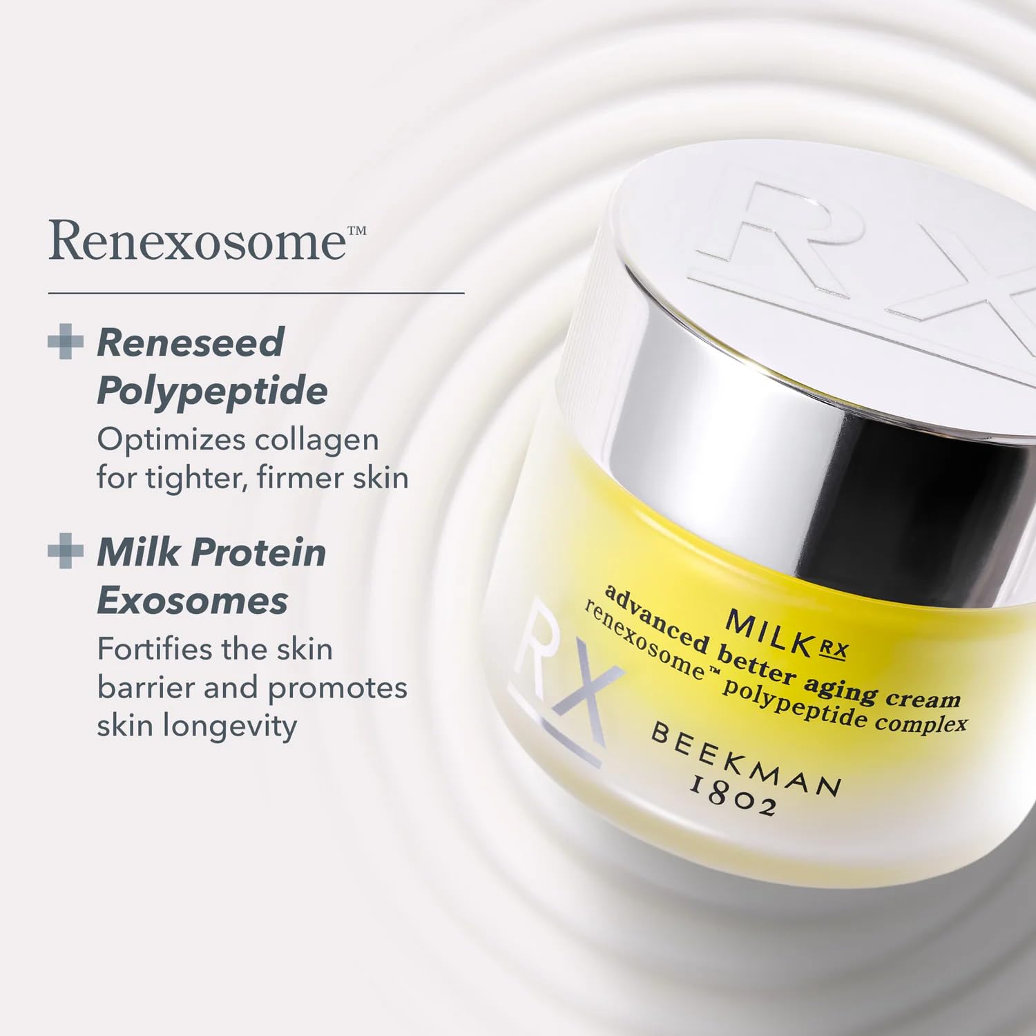 Beekman 1802 Milk RX Advanced Better Aging Cream Refill Pod – Fragrance Free, Goat Milk, Exosomes & Polypeptides