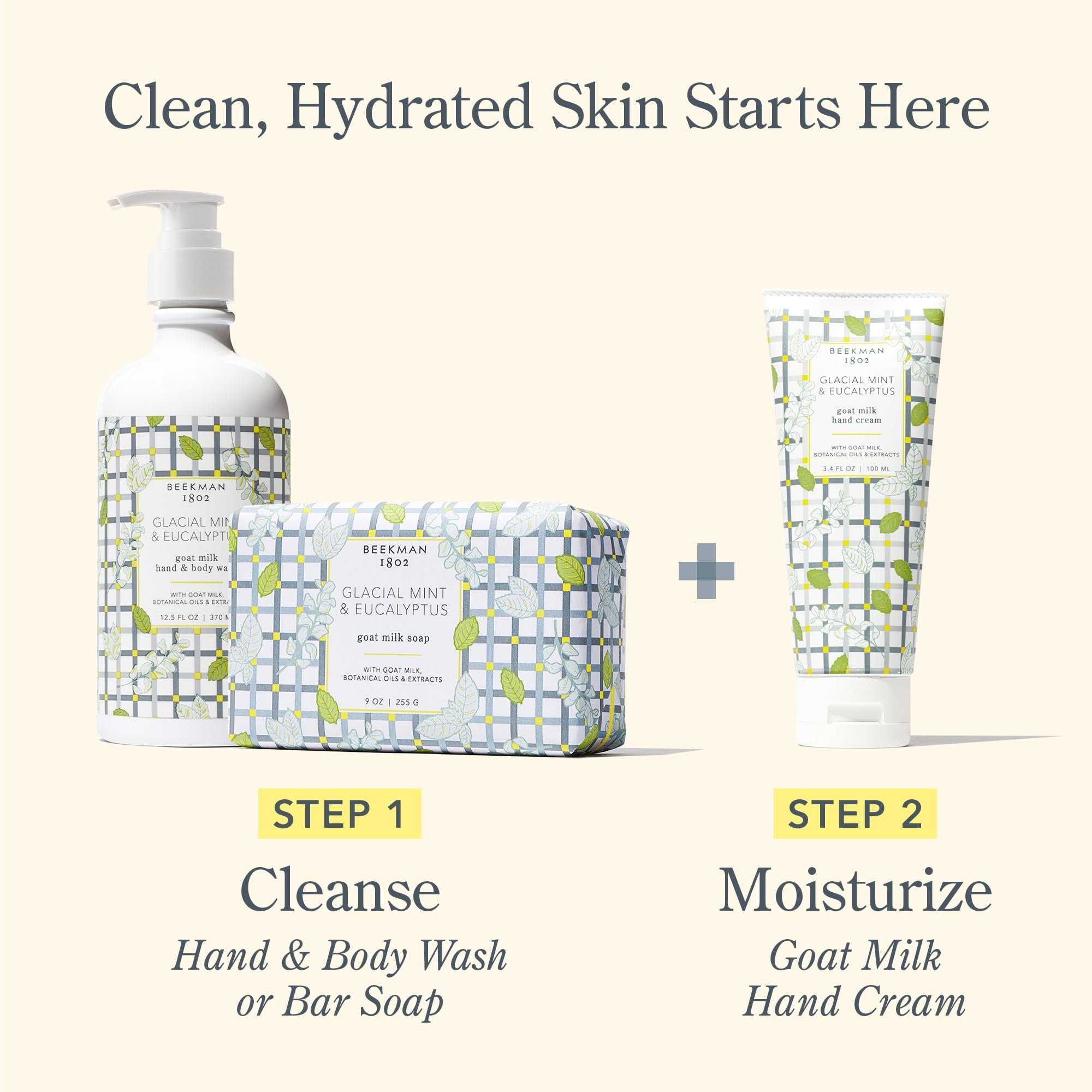 Beekman 1802 Goat Milk Hand Cream – Glacial Mint & Eucalyptus, 2 oz – Non-Greasy, Sensitive Skin Safe
