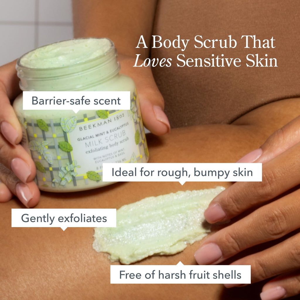 Beekman 1802 Glacial Mint & Eucalyptus Exfoliating Milk Body Scrub – 8 oz