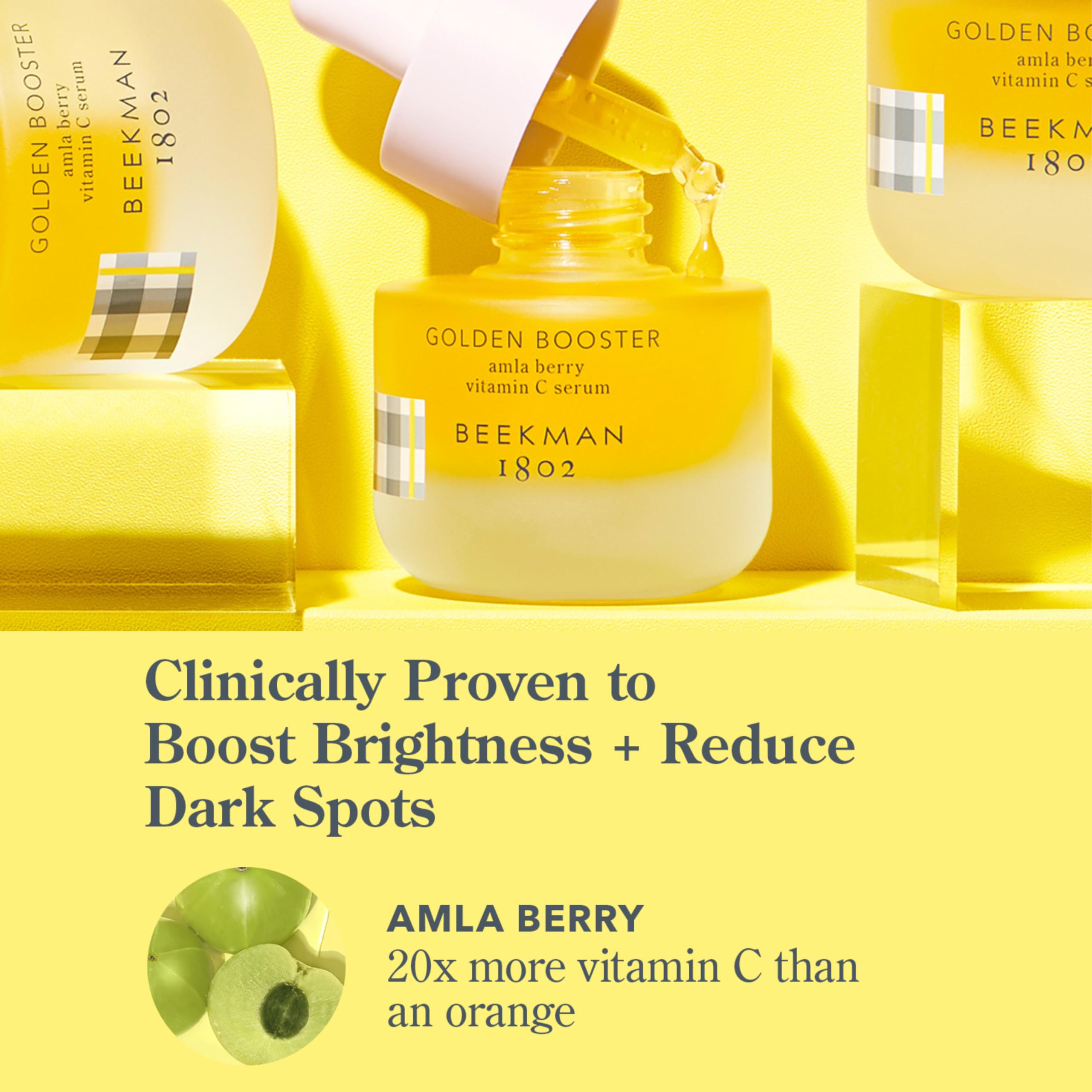 Beekman 1802 Golden Booster Amla Berry Serum – Fragrance-Free, Plant-Based Vitamin C Alternative (0.5 fl oz)