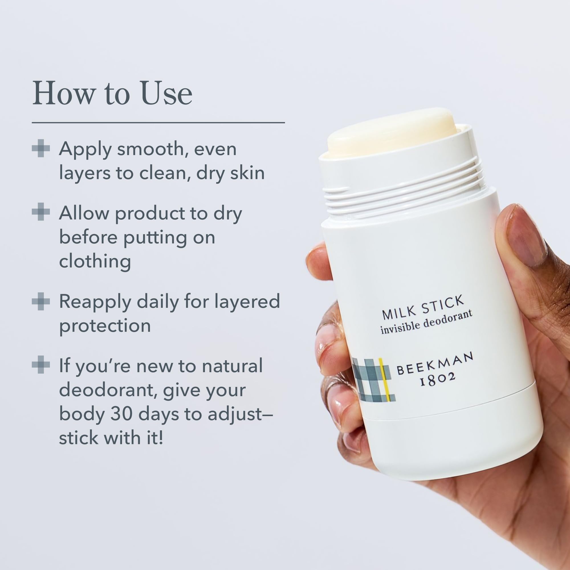 Beekman 1802 Milk Stick Whole Body All-Day Invisible Deodorant – Aluminum-Free, Citrus Scent, 2.5 oz