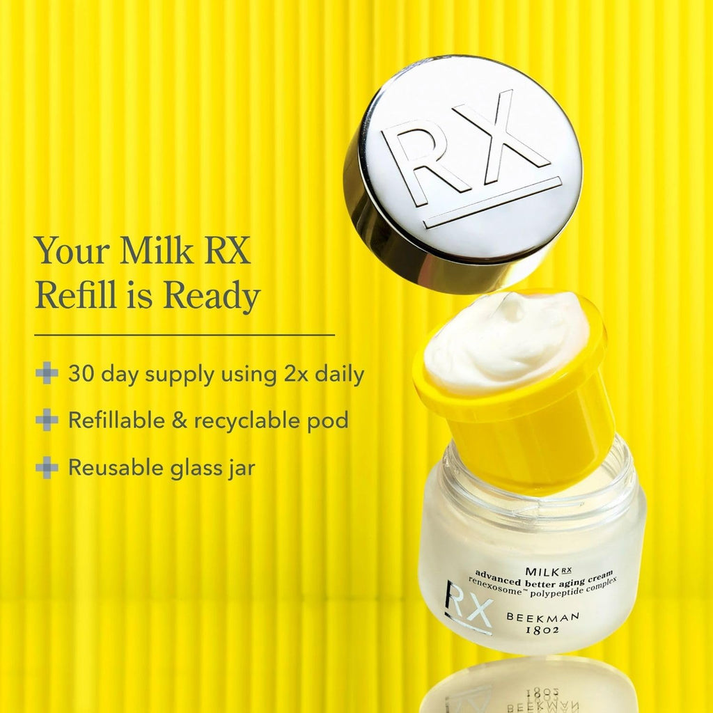 Beekman 1802 Milk RX Advanced Better Aging Cream Refill Pod – Fragrance Free, Goat Milk, Exosomes & Polypeptides