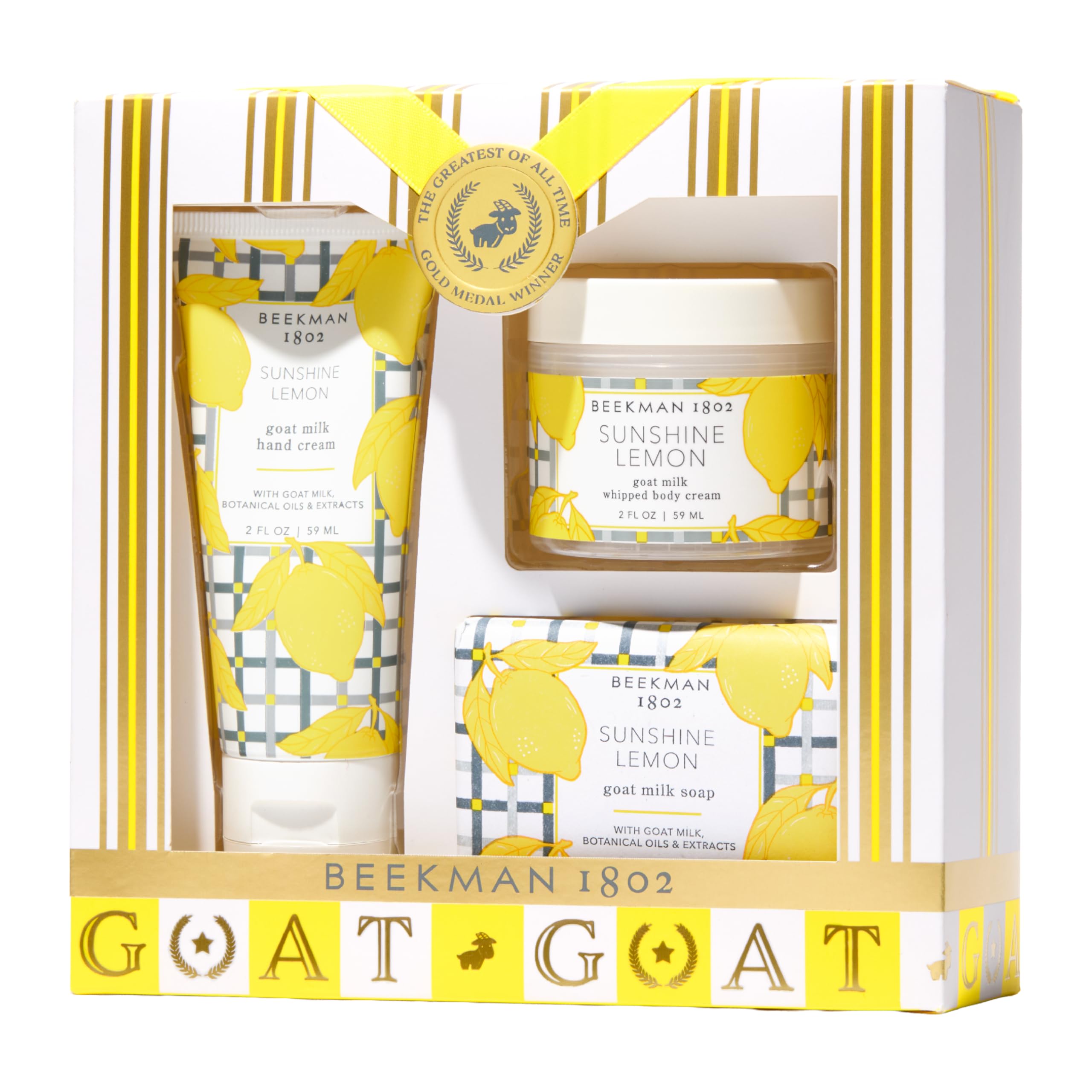 Beekman 1802 Best of the Zest Sunshine Lemon 3-Piece Bodycare Gift Set | Gentle Goat Milk Hydration
