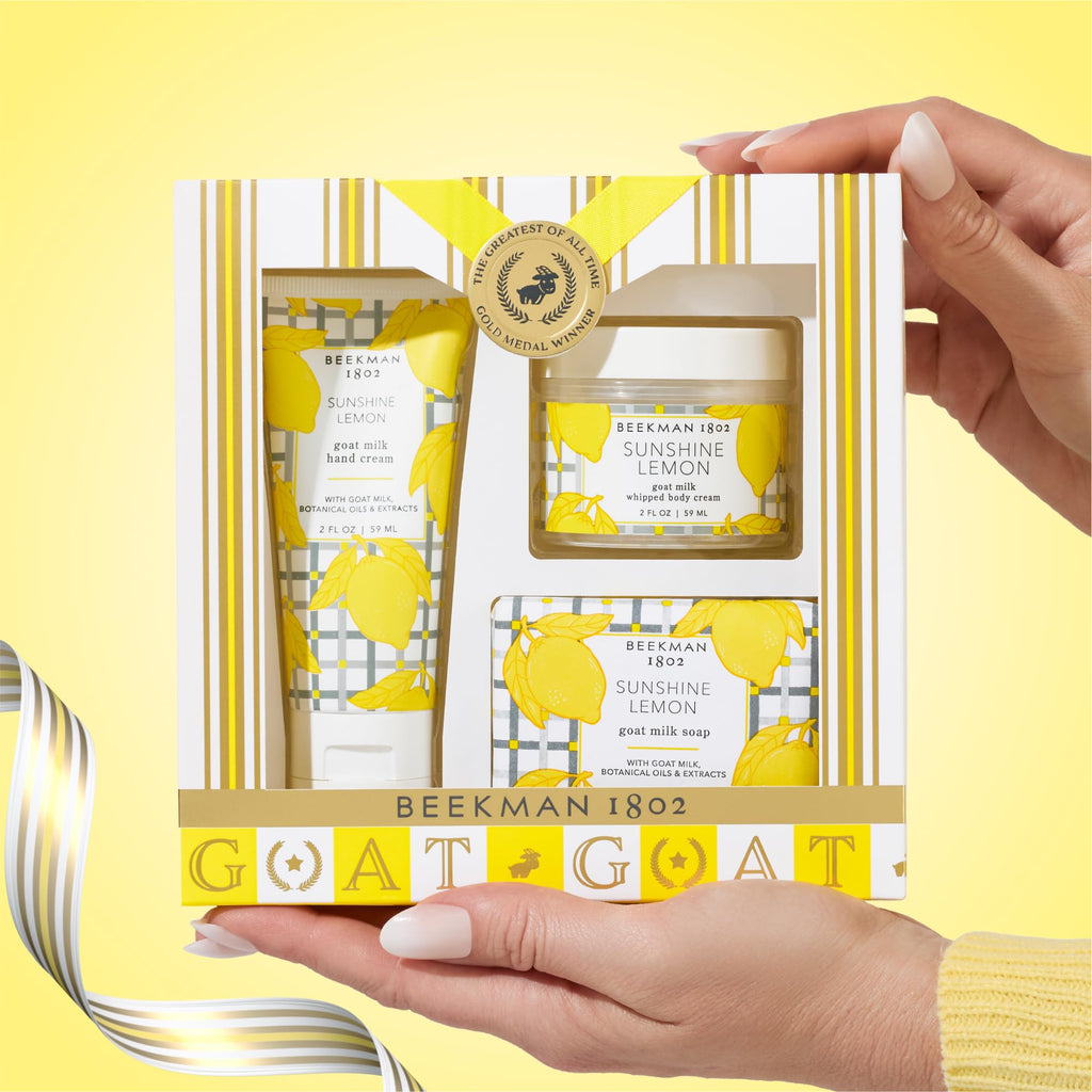 Beekman 1802 Best of the Zest Sunshine Lemon 3-Piece Bodycare Gift Set | Gentle Goat Milk Hydration