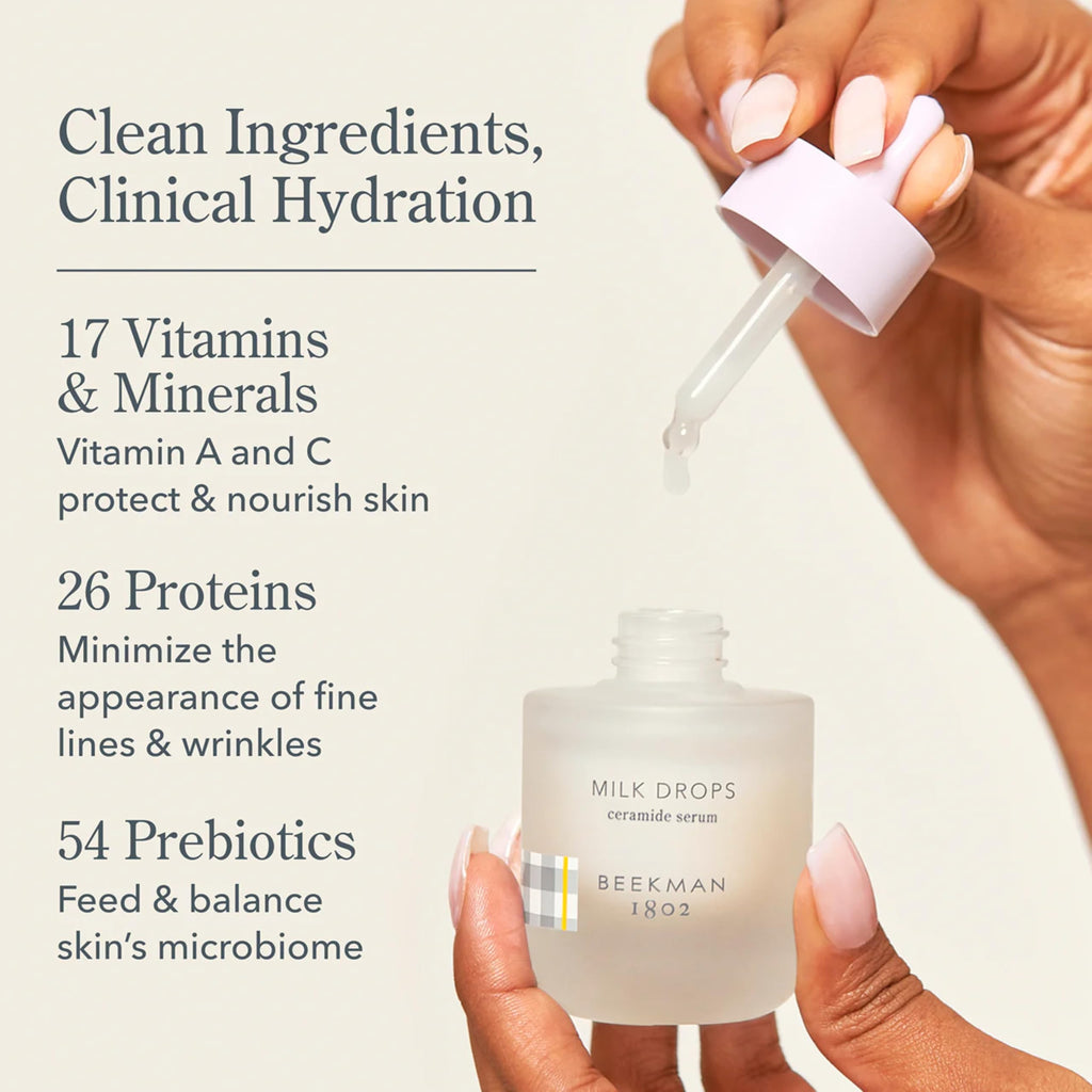 Beekman 1802 Milk Drops Ceramide Serum — Fragrance-Free Hydration for Oily/Acne-Prone Skin