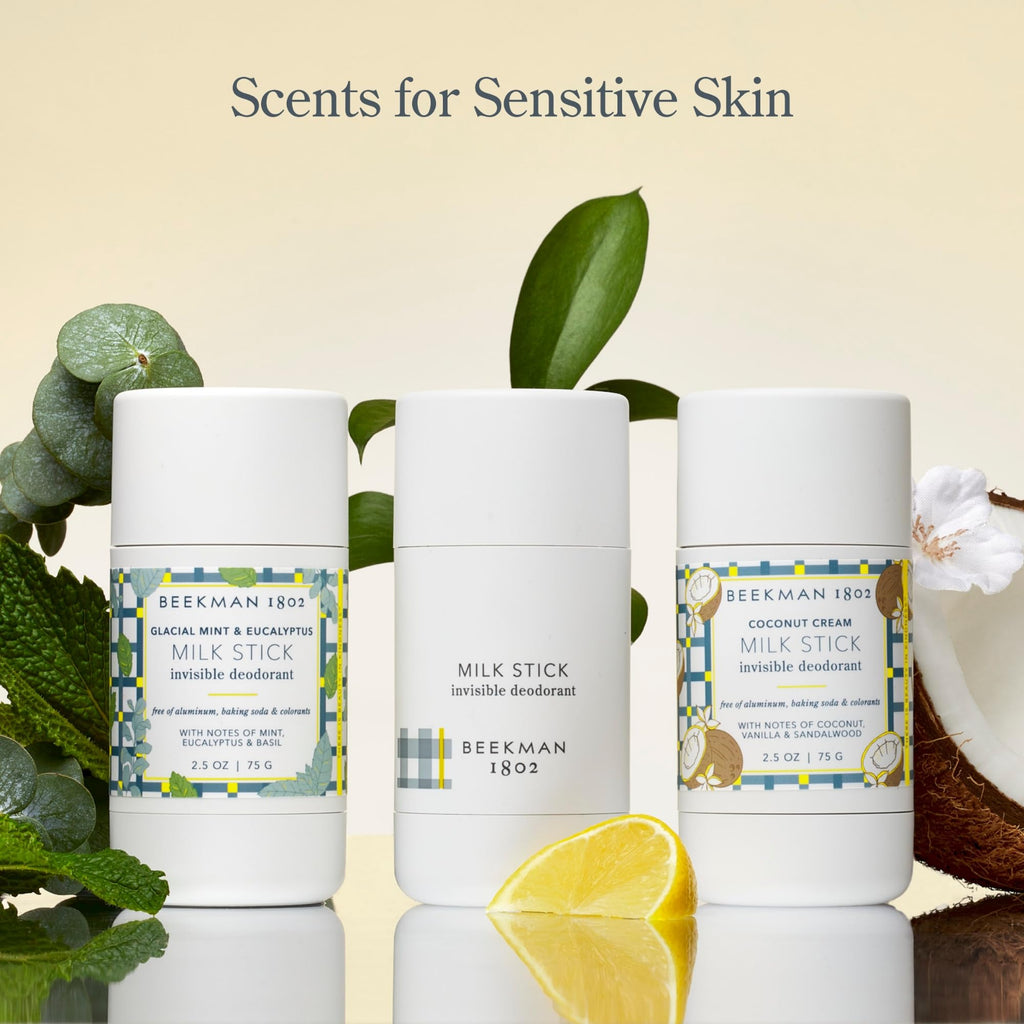 Beekman 1802 Milk Stick Whole Body Deodorant – Glacial Mint & Eucalyptus | Aluminum-Free & Gentle on Sensitive Skin
