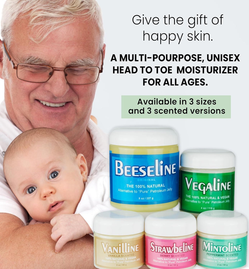 Beesaluxe Beesaline Original Unpetroleum – 100% Natural & Hypoallergenic Alternative to Petroleum Jelly – 4 oz Glass Jar